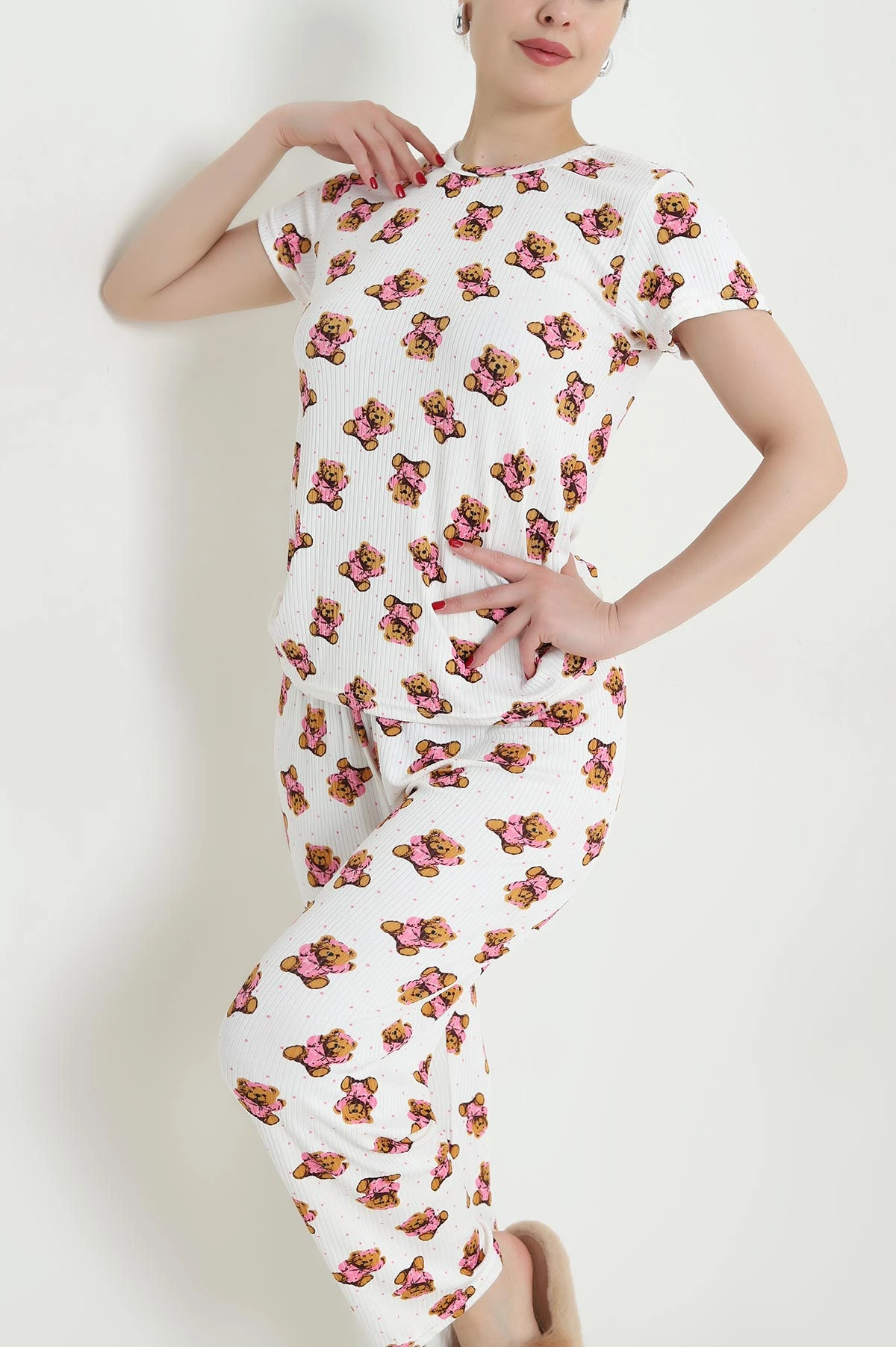 Desenli Viskon Kadın Pijama Takımı 466622