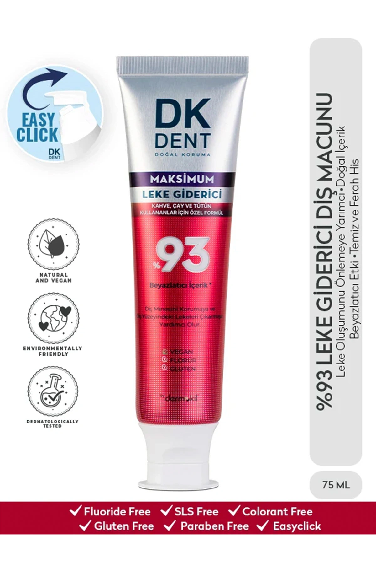 Dk Dent %93 Maximum Leke Giderisi Diş Macunu 75 Ml 438796