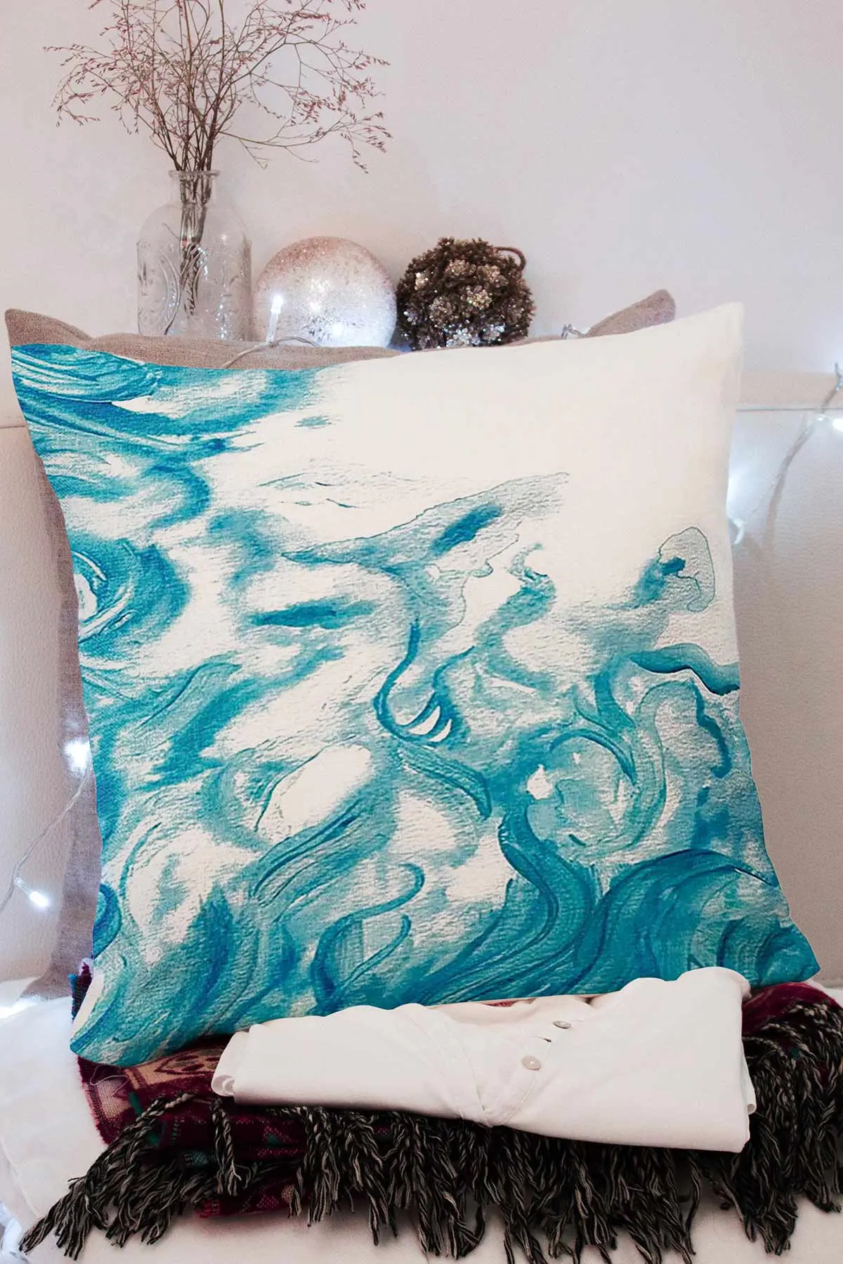 43x43 Dijital Baskılı Fermuarlı Modern Kırlent Kılıfı 308685