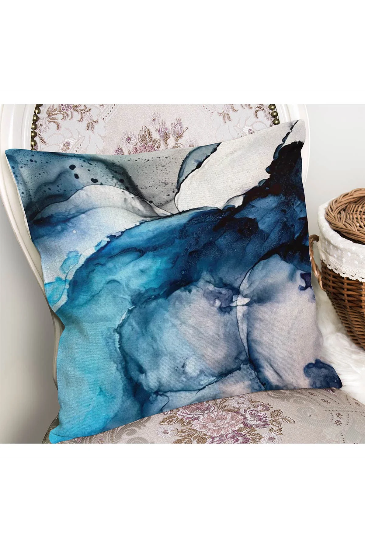 Doğal Koyu Kumral 43x43 Dijital Baskılı Fermuarlı Modern Kırlent Kılıfı 308730