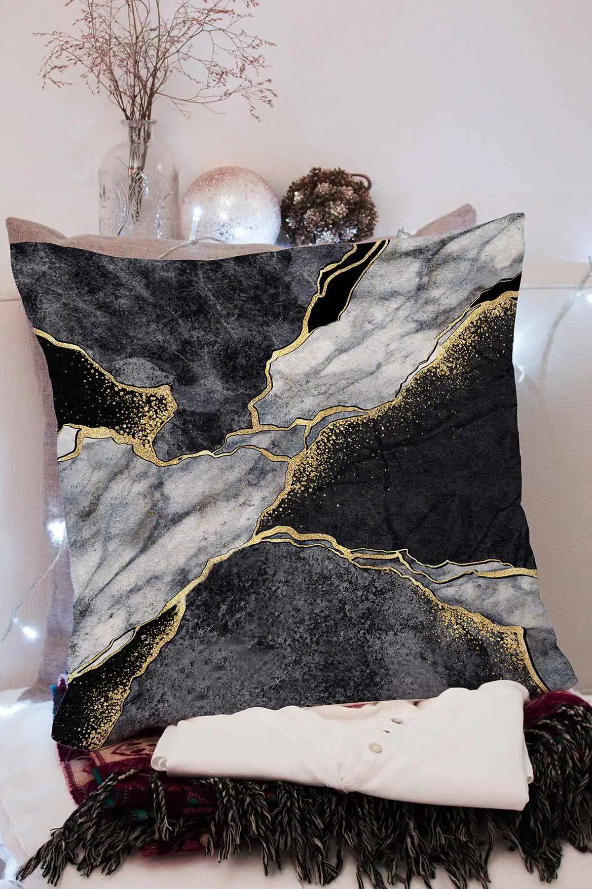 43x43 Dijital Baskılı Fermuarlı Modern Kırlent Kılıfı 308733