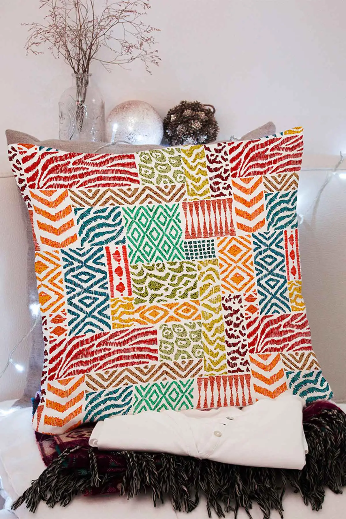 43x43 Dijital Baskılı Fermuarlı Modern Kırlent Kılıfı 308773
