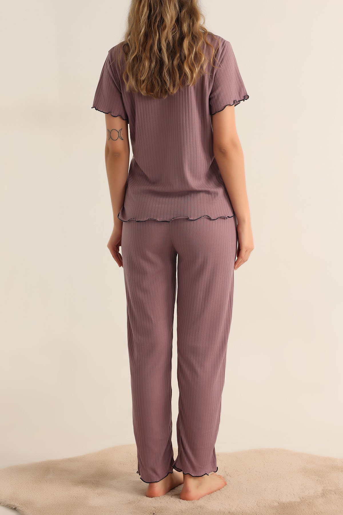Düğmeli Nakışlı Bayan Pijama Takımı 181895