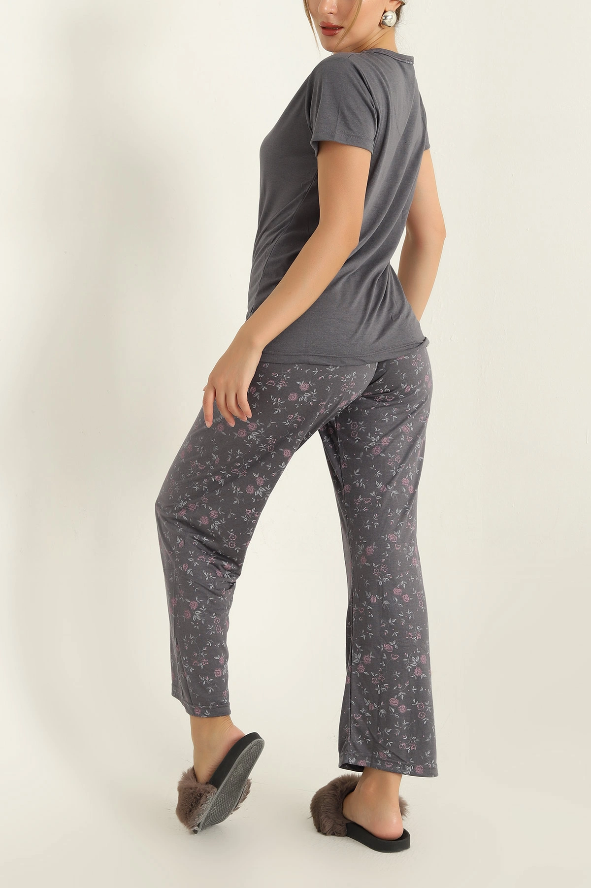 Düğmeli Viskon Bayan Pijama Takımı 289219