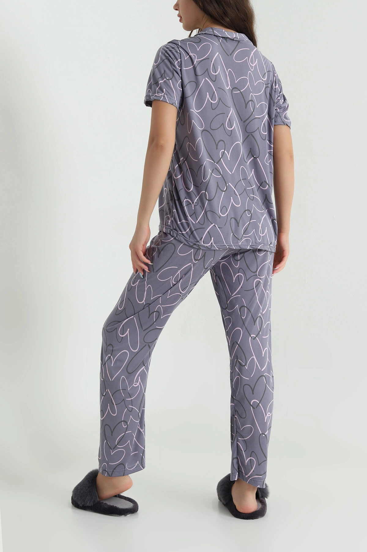 Düğmeli Viskon  Kadın Pijama Takımı 466687