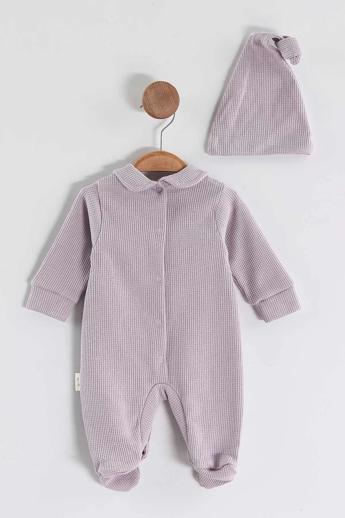 Eflatun (1-9 Ay)Çiçek Nakışlı Fisto Detaylı Patikli Kız Bebek Tulum 449081