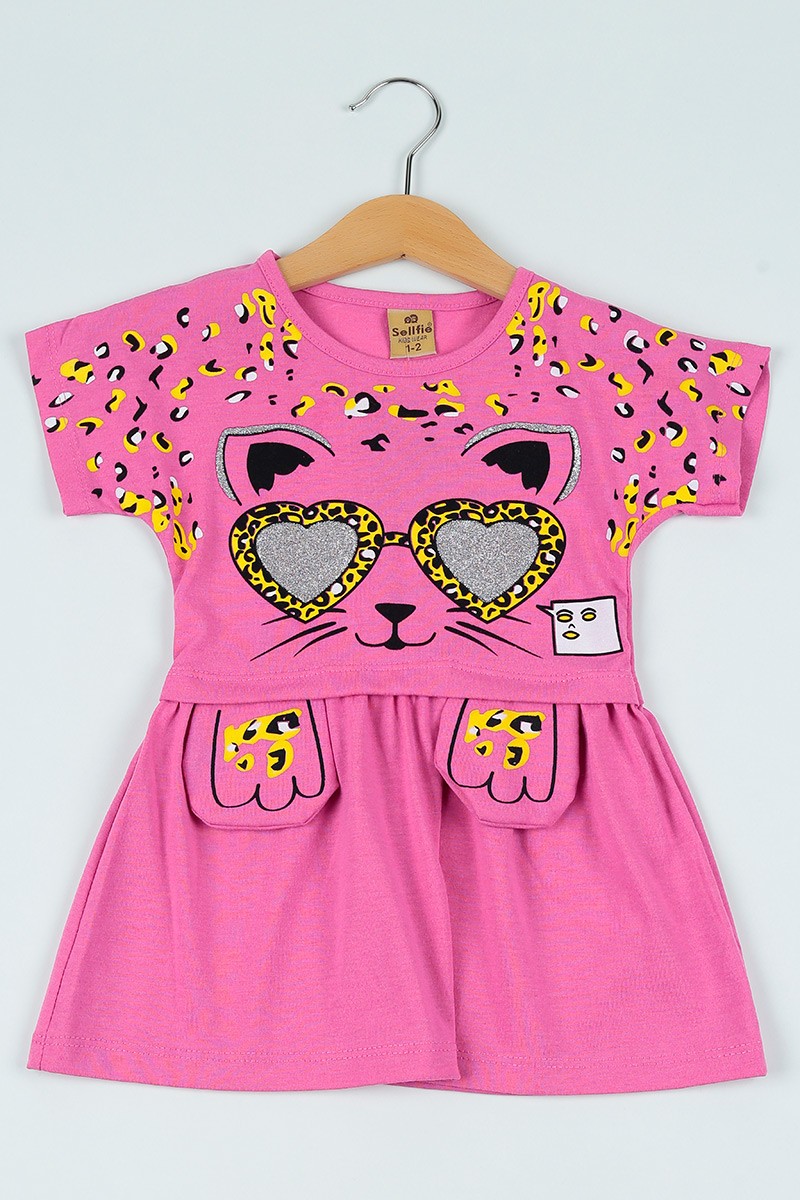 Eflatun (2-6 yaş) Aslan Baskılı Sim Detay Kız Çocuk Elbise 106028