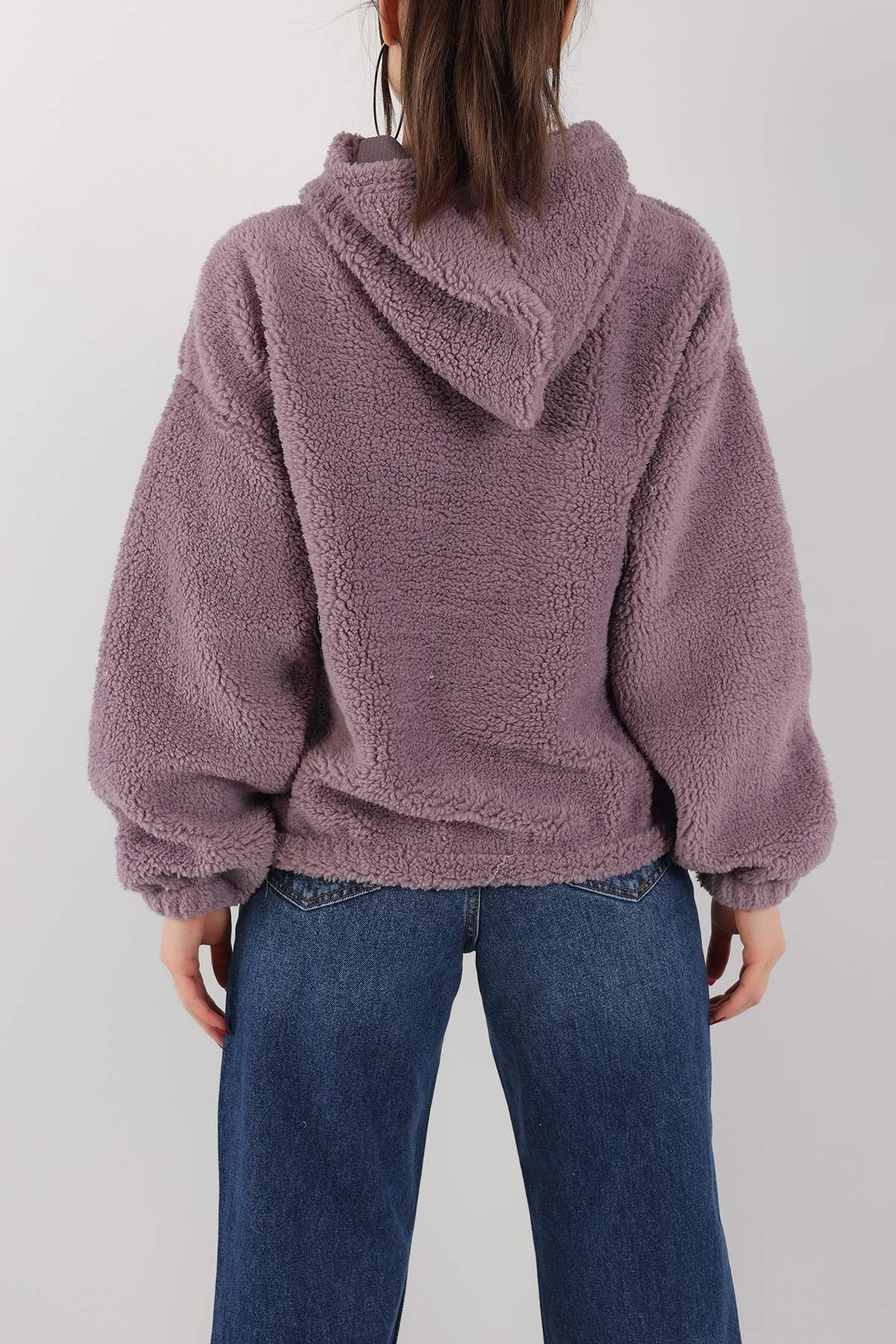 Eflatun Kapüşonlu Cepli Yumoş Sweat 151239