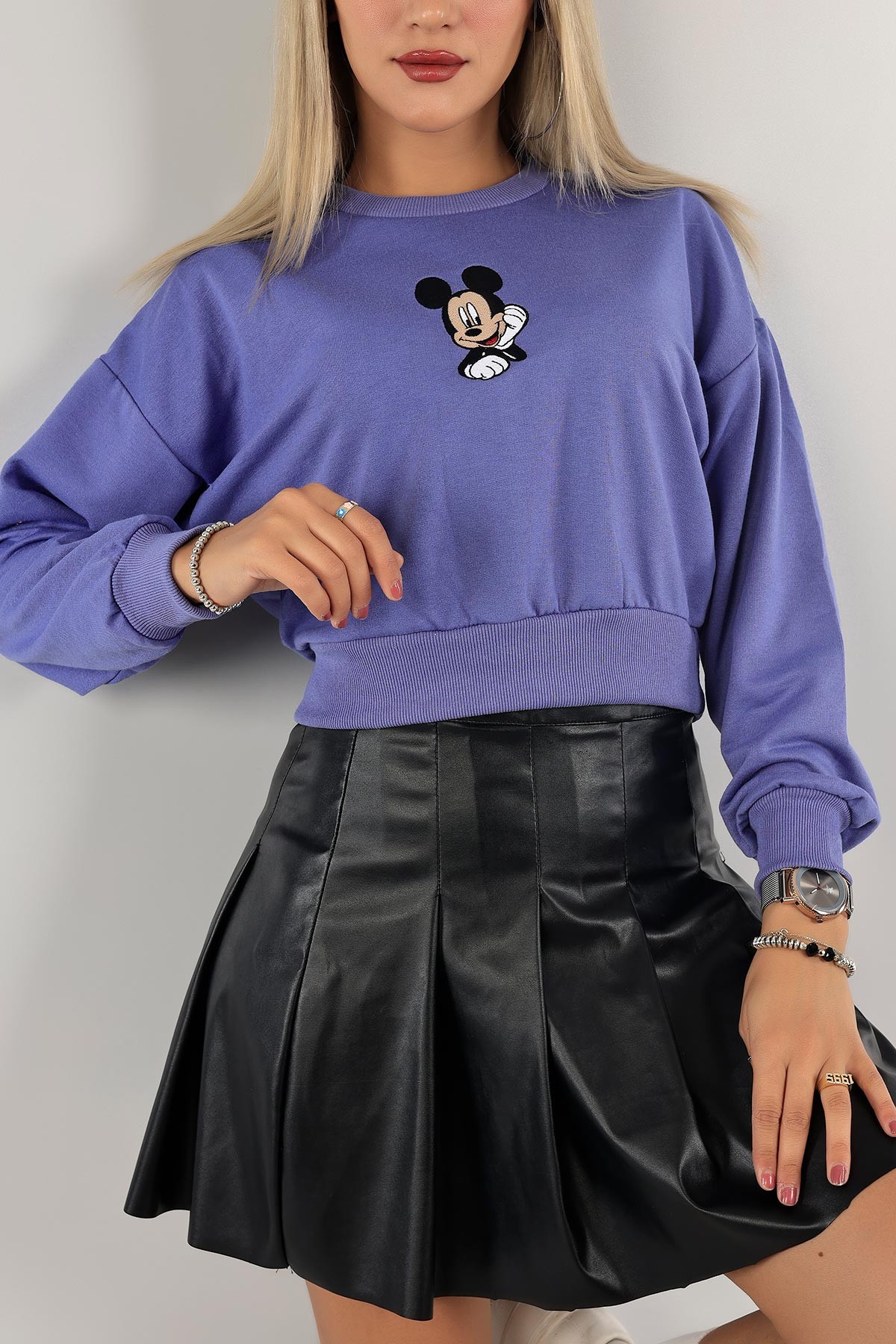 Eflatun Nakışlı İki İp Sweat 132762
