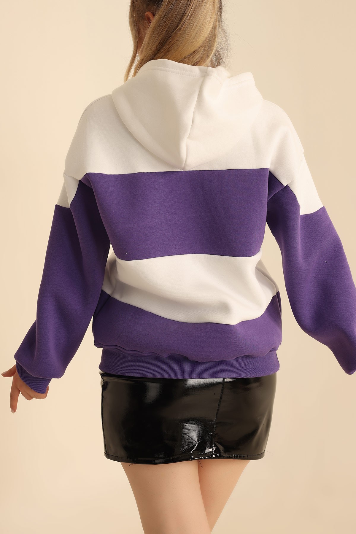 Eflatun Nakışlı Şardonlu Owersize Sweat 216701