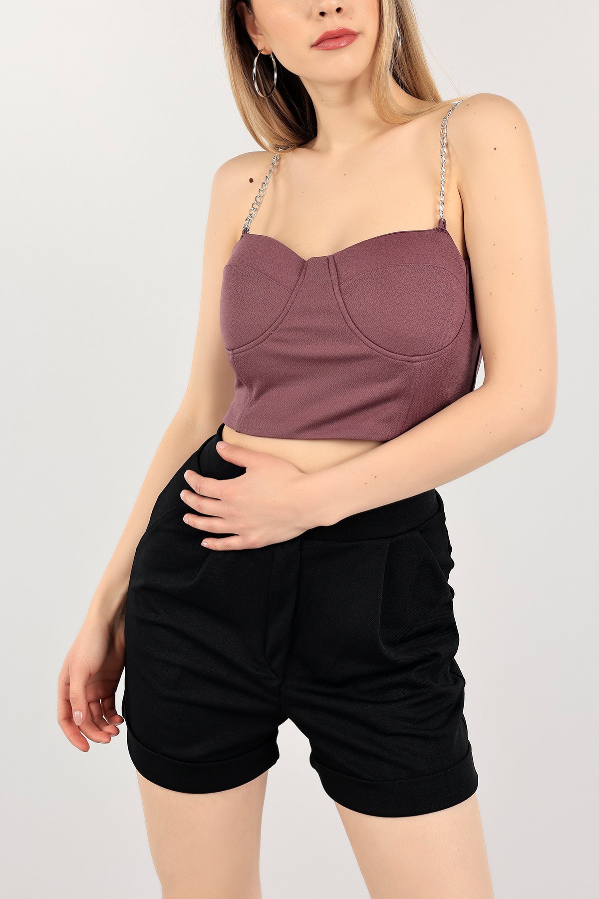 Eflatun Zincir Askılı Bluz 109667