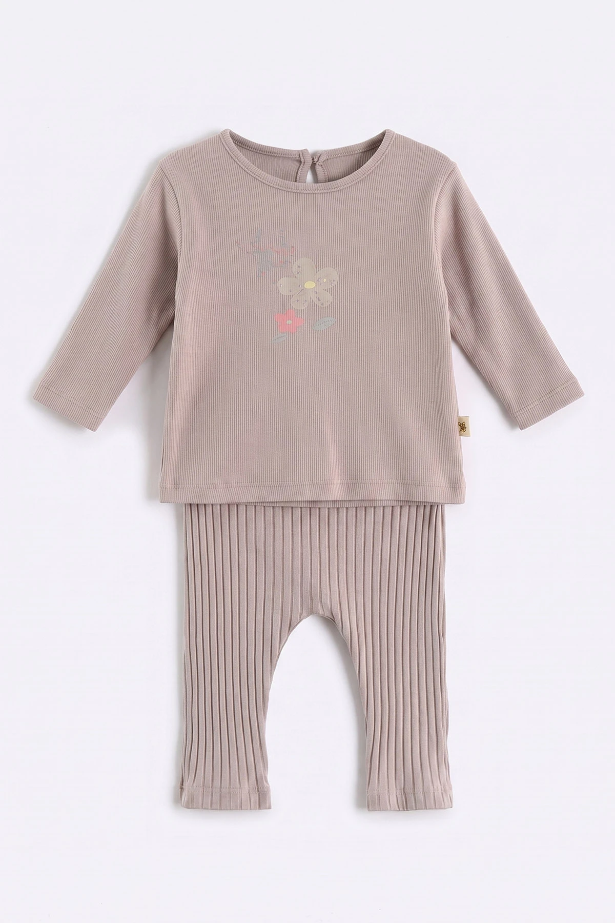 Ekru (0-12 Ay)Üç Kurdela Yelekli Fitilli Taytlı Kız Bebek 3'lü Takım 473364