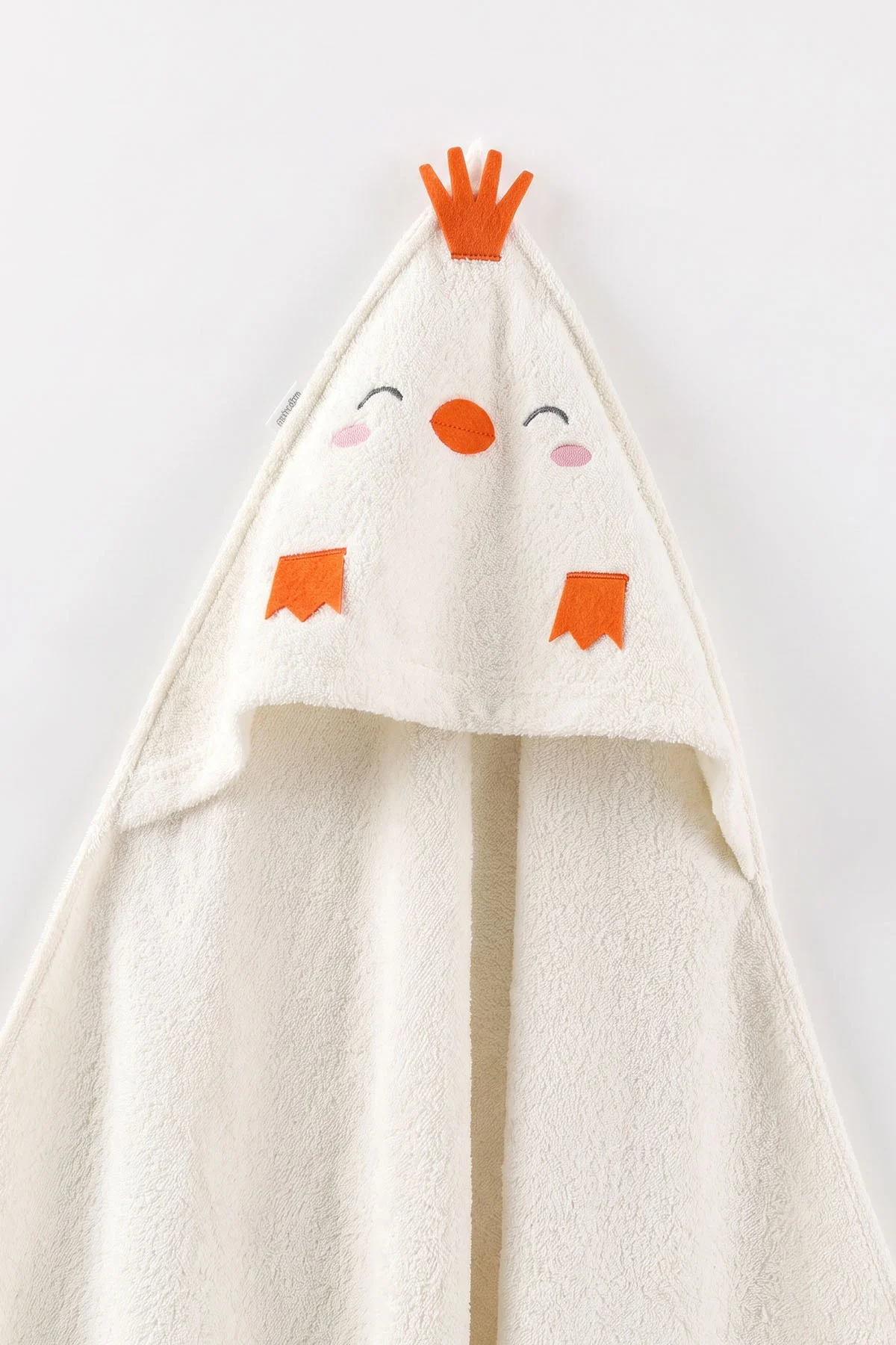 Ekru (0-24 Ay) Civciv Nakışlı Unisex Bebek Bornoz Seti 476658