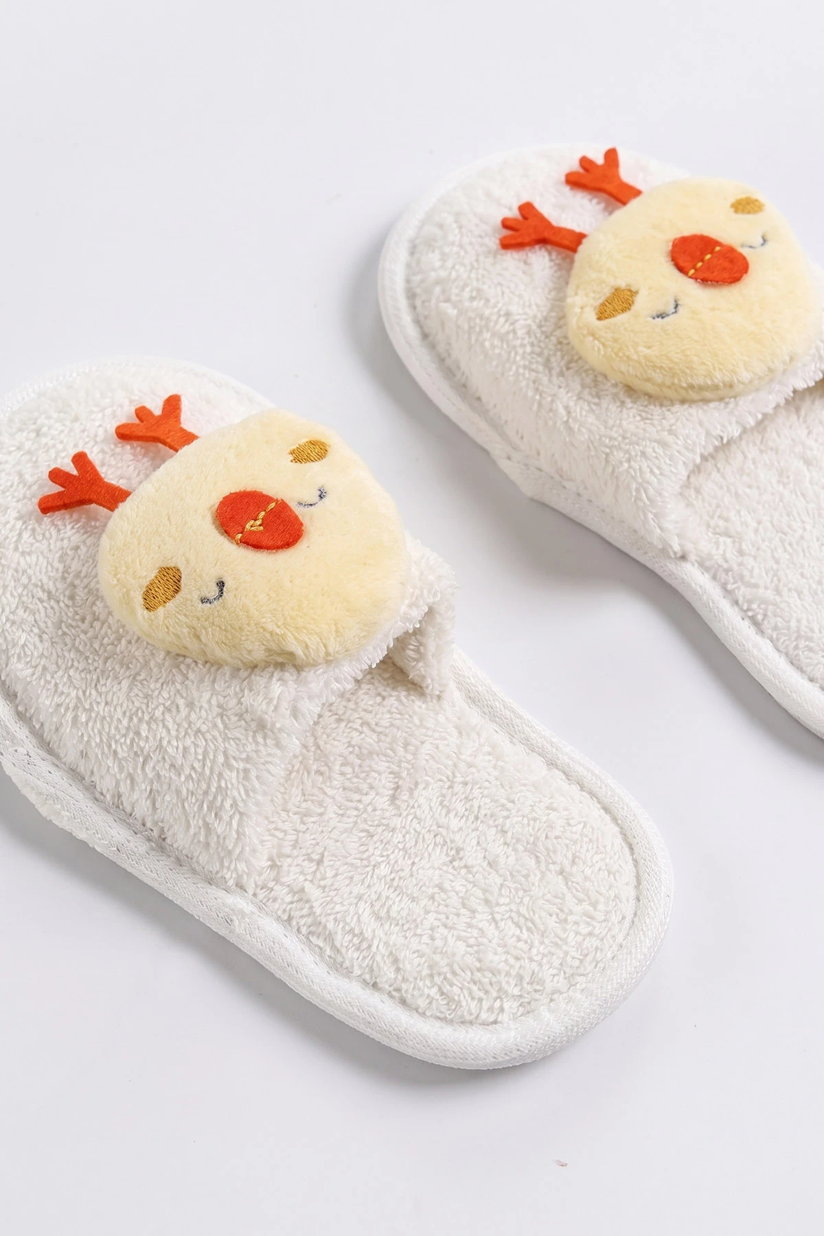 Ekru (0-24 Ay) Civciv Nakışlı Unisex Bebek Bornoz Seti 476658