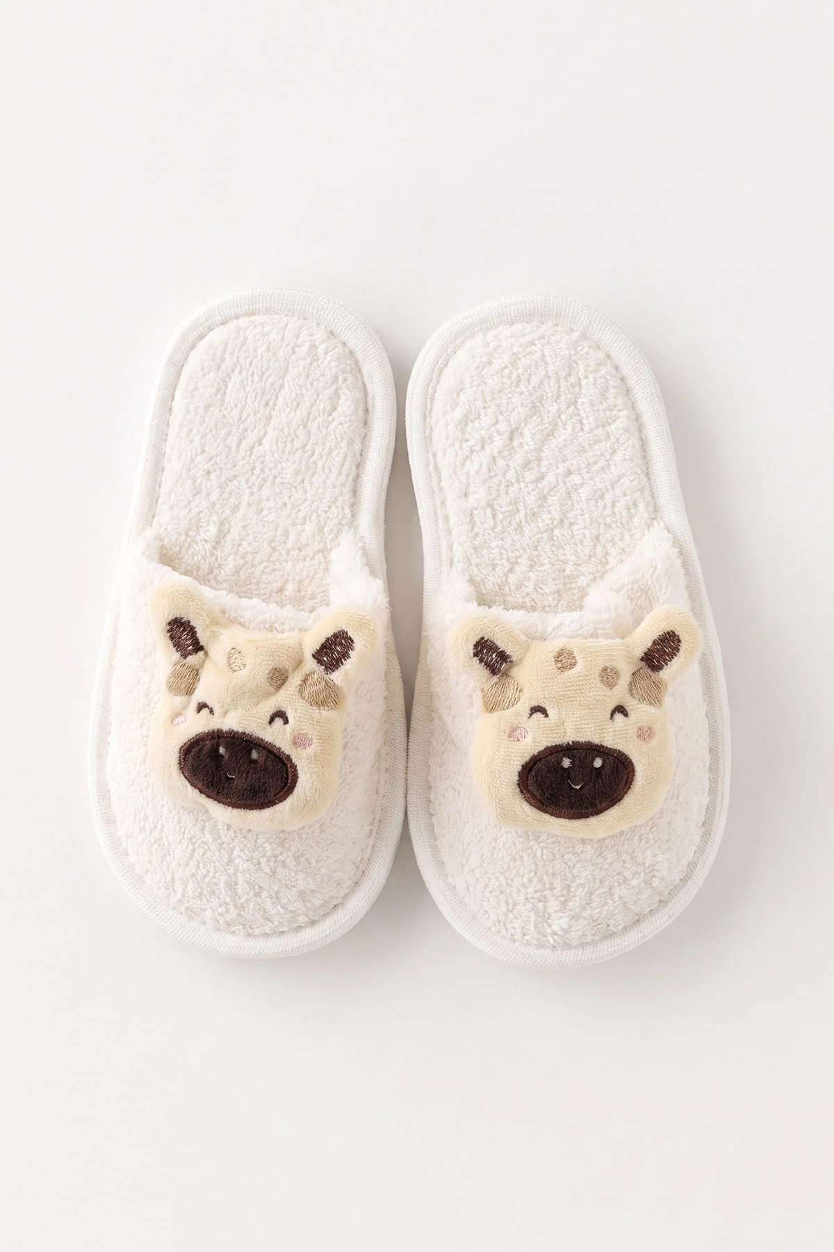 Ekru (0-24 Ay) Sevimli İnek Nakışlı Unisex Bebek Bornoz Seti 475598
