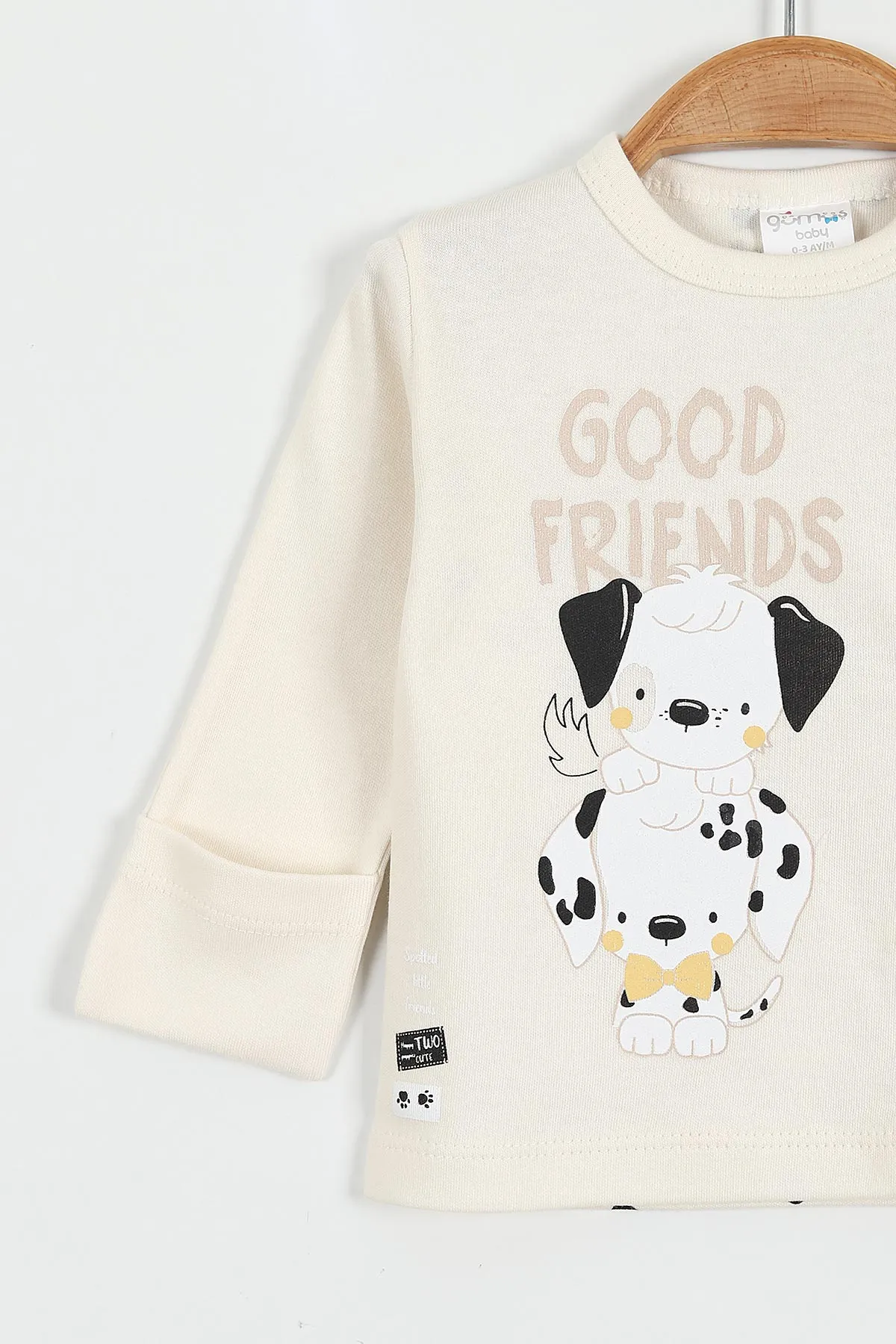 Ekru (0-3 Ay) Good Friends Baskılı Patikli Erkek Bebek 3'lü Takım 423173