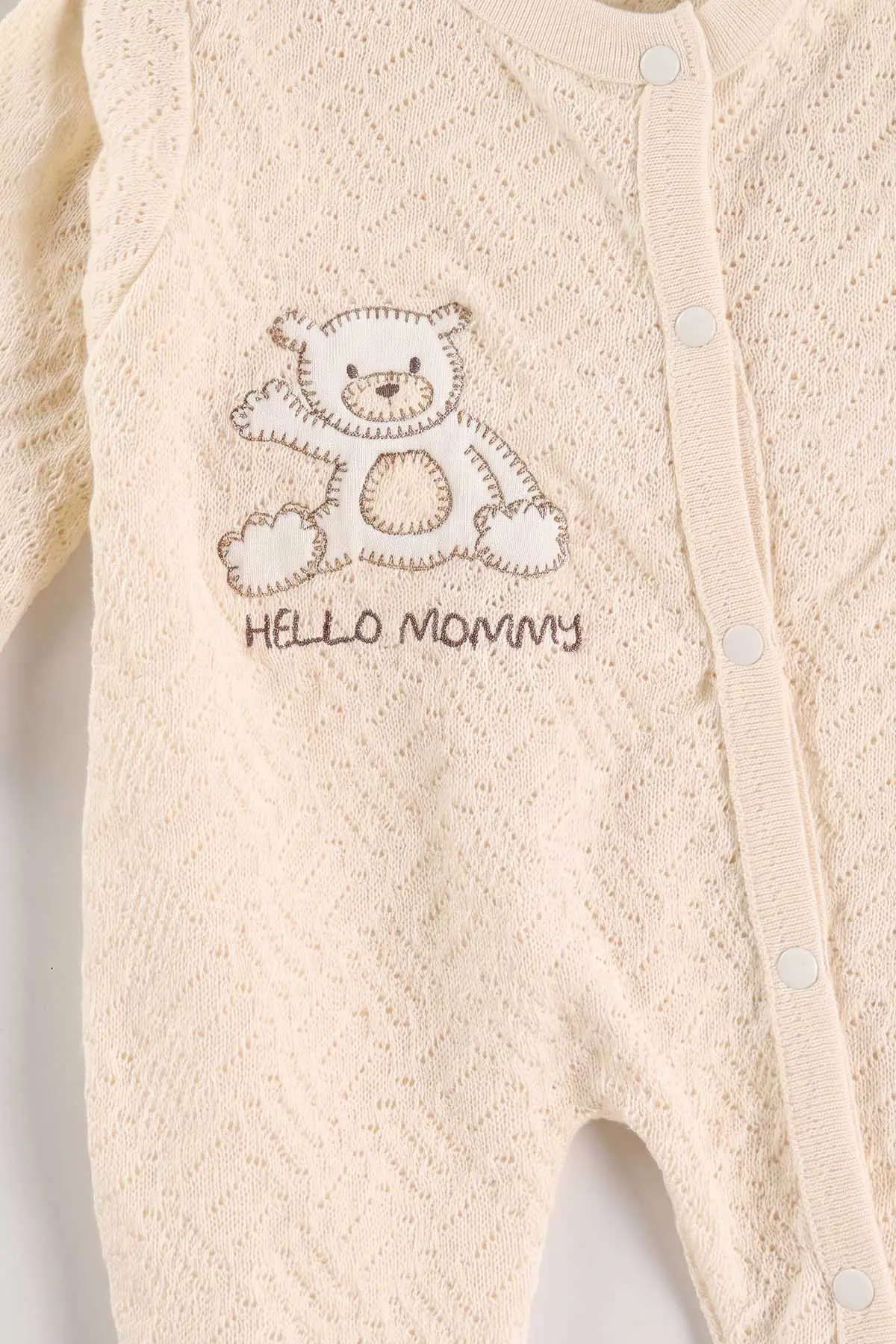 Ekru (0-3 Ay) Hello Momy  Nakışlı Kutulu 10'lu Yeni Doğan Kız Bebek Hastane Çıkış ve Zıbın Seti 475484