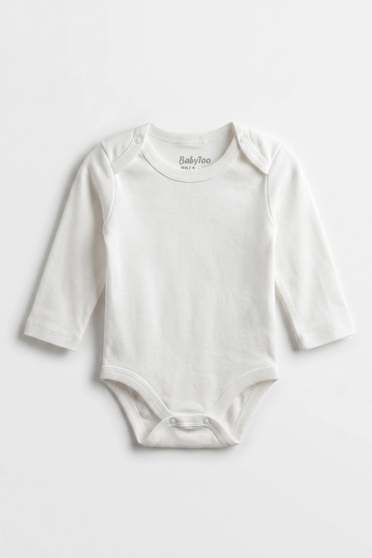 Ekru (0-3 Yaş) Düz Uzun Kol Bebek &Çocuk Çıtçıtlı Badi 482357