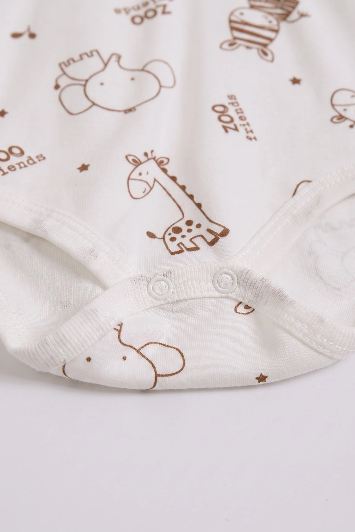 Ekru (0-3 Yaş) Safari Desenli Uzun Kol Bebek &Çocuk Çıtçıtlı Badi 482380