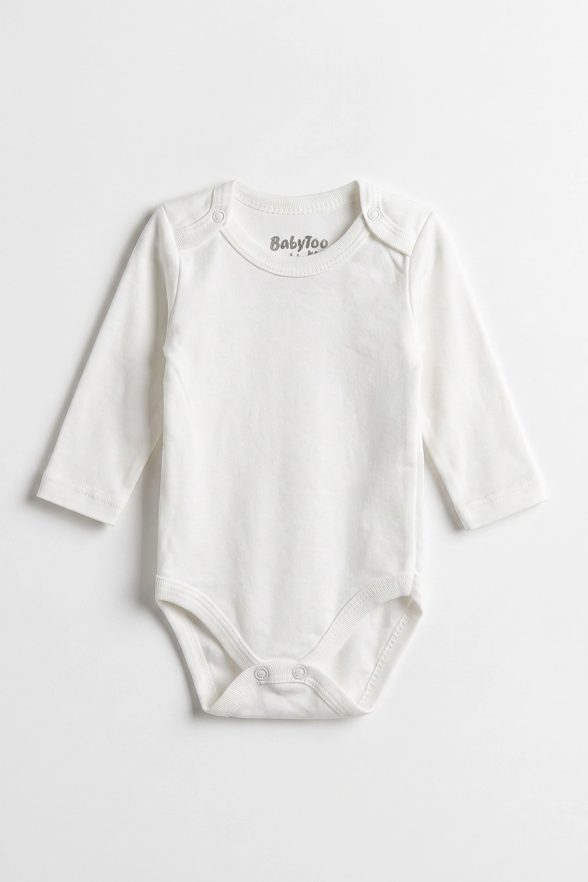Ekru (0-9 Ay) Düz Uzun Kol Bebek Çıtçıtlı Badi 482325