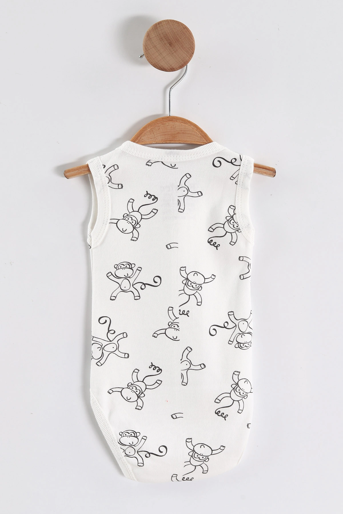 Ekru (0-9 Ay )Maymun   Desenli Bebek&Çocuk Çıtçıtlı Badi 457245