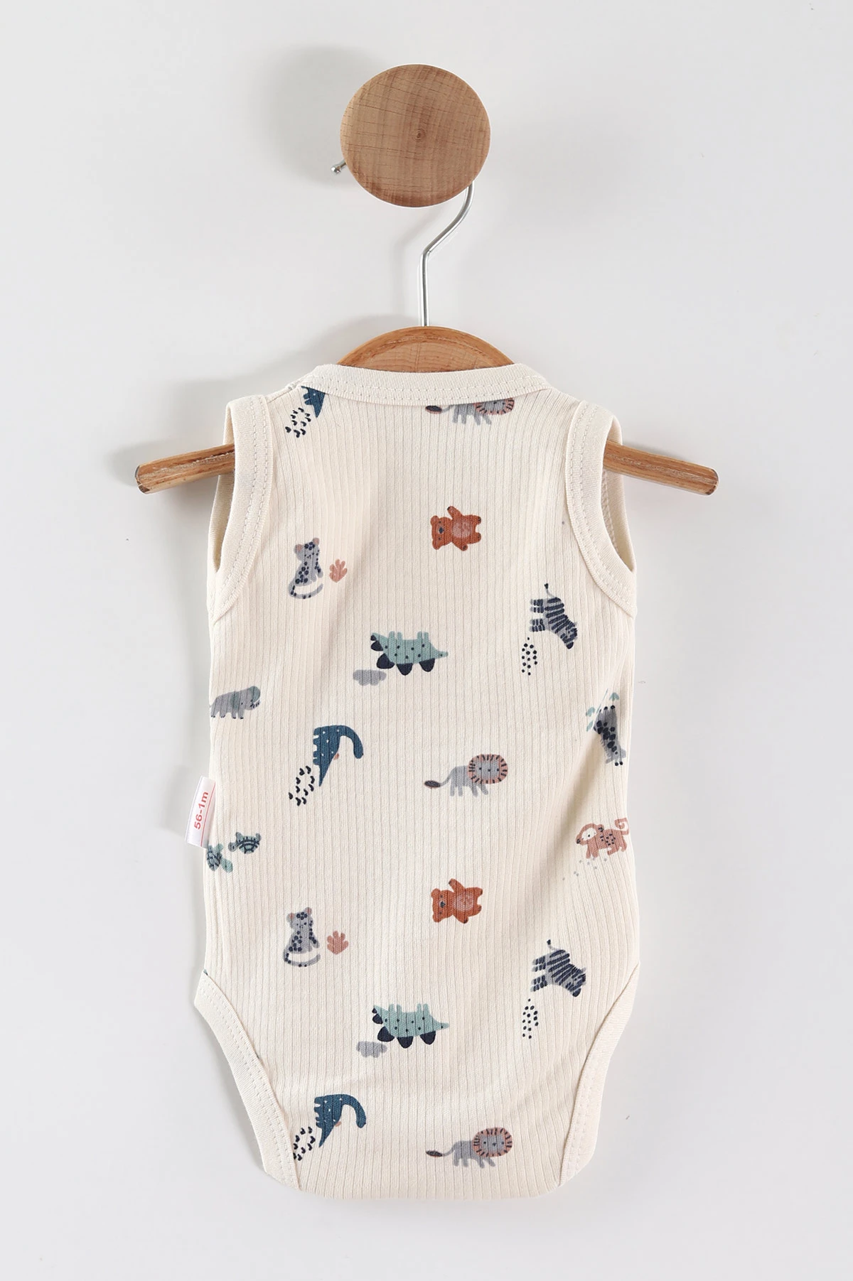 Ekru (0-9 Ay) Safari Baskılı    Erkek Bebek Çıtçıtlı Badi 441458