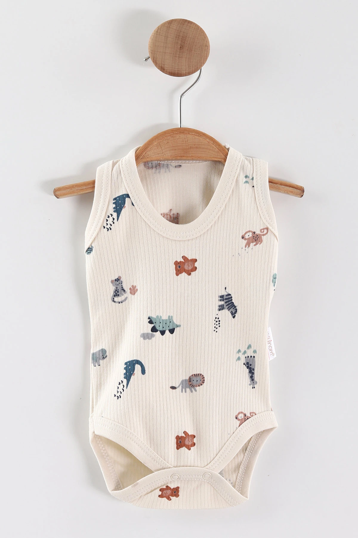 Ekru (0-9 Ay) Safari Baskılı    Erkek Bebek Çıtçıtlı Badi 441458