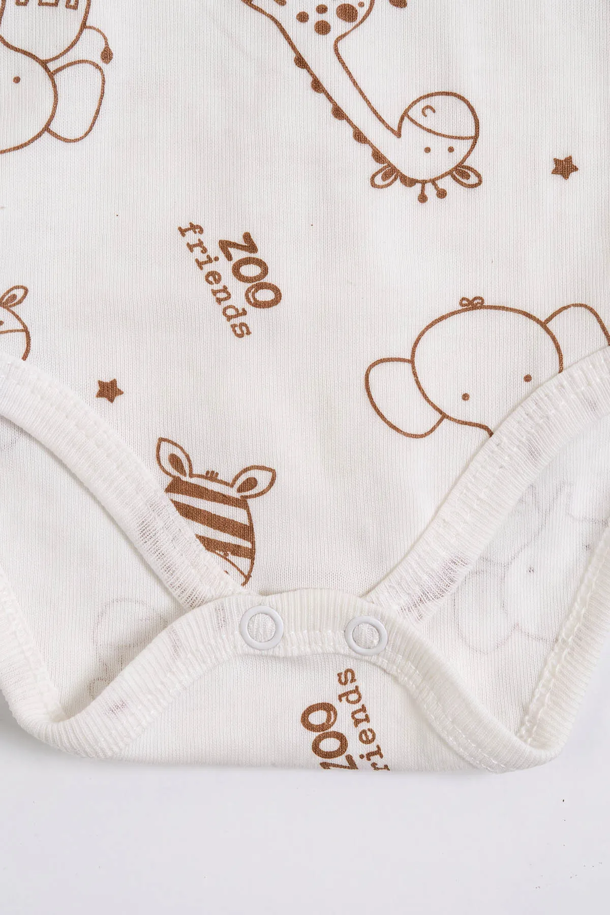 Ekru (0-9 Ay) Safari  Desenli Bebek Çıtçıtlı Badi 482305