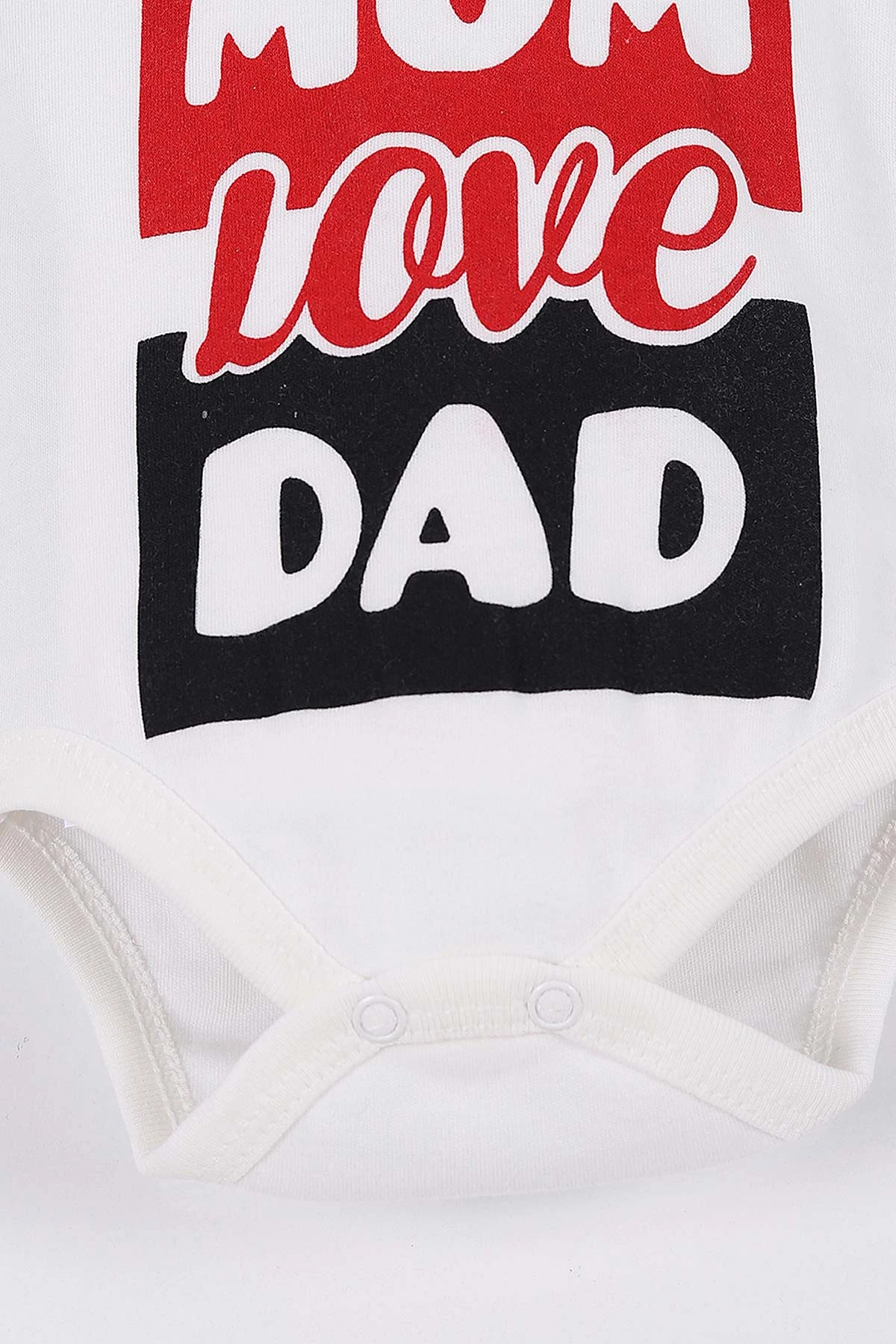 Ekru (1-12 Ay) Mom Dad Baskılı Sıfır Kollu Bebe Badi 261403