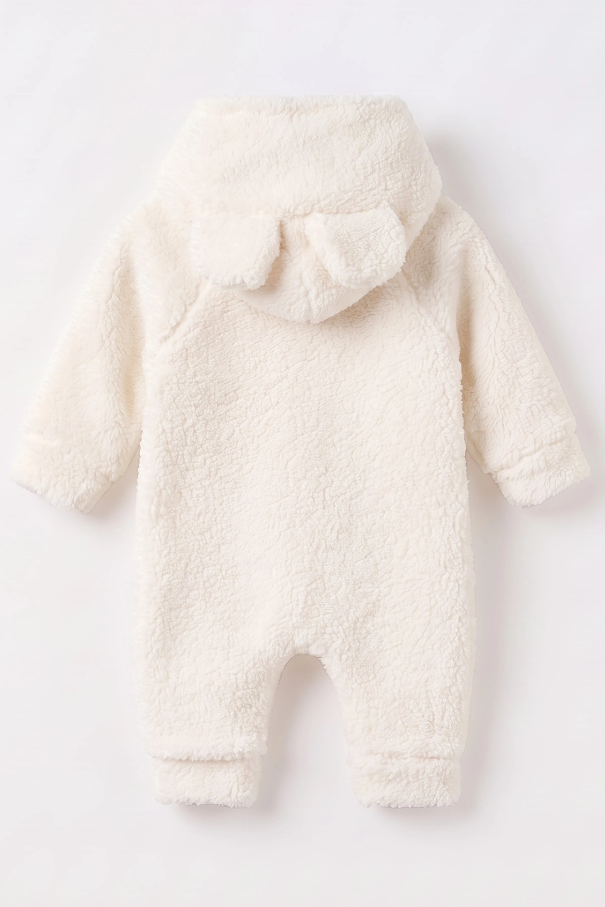 Ekru (1-3 Yaş) Ayı Oyuncaklı Kapüşonlu Unisex Çocuk&Bebek Peluş  Tulum 495654