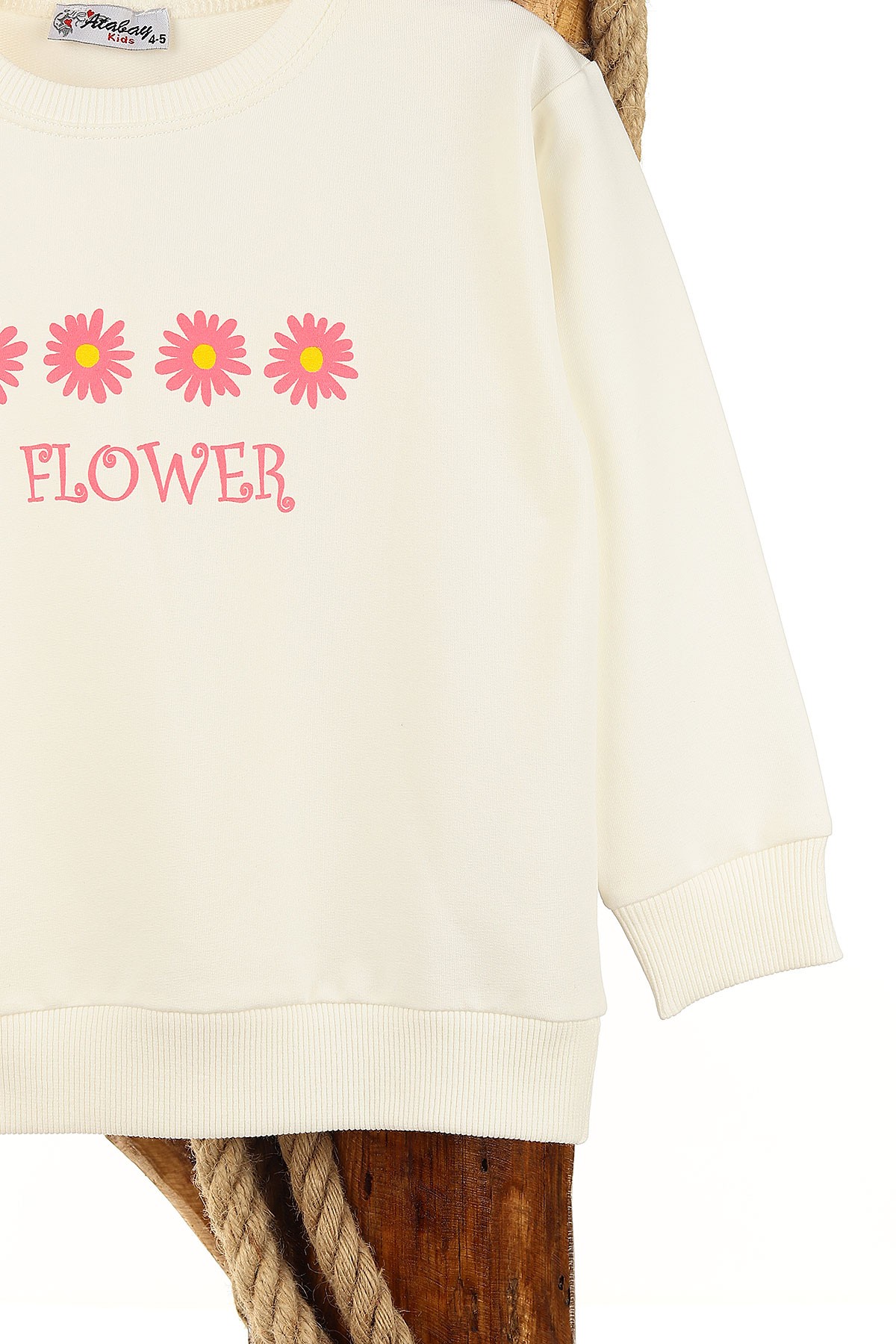 Ekru (1-4 Yaş) Flower Papatya Baskılı Kız Bebe Sweat 155250