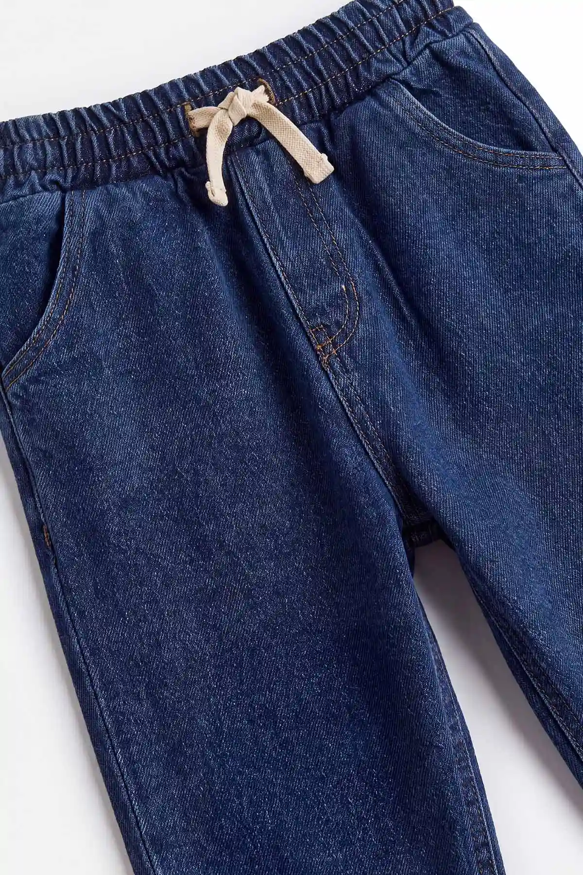 Ekru (1-5 Yaş) Çizgi Baskılı Kot Pantolonlu Erkek Çocuk Takım 478987