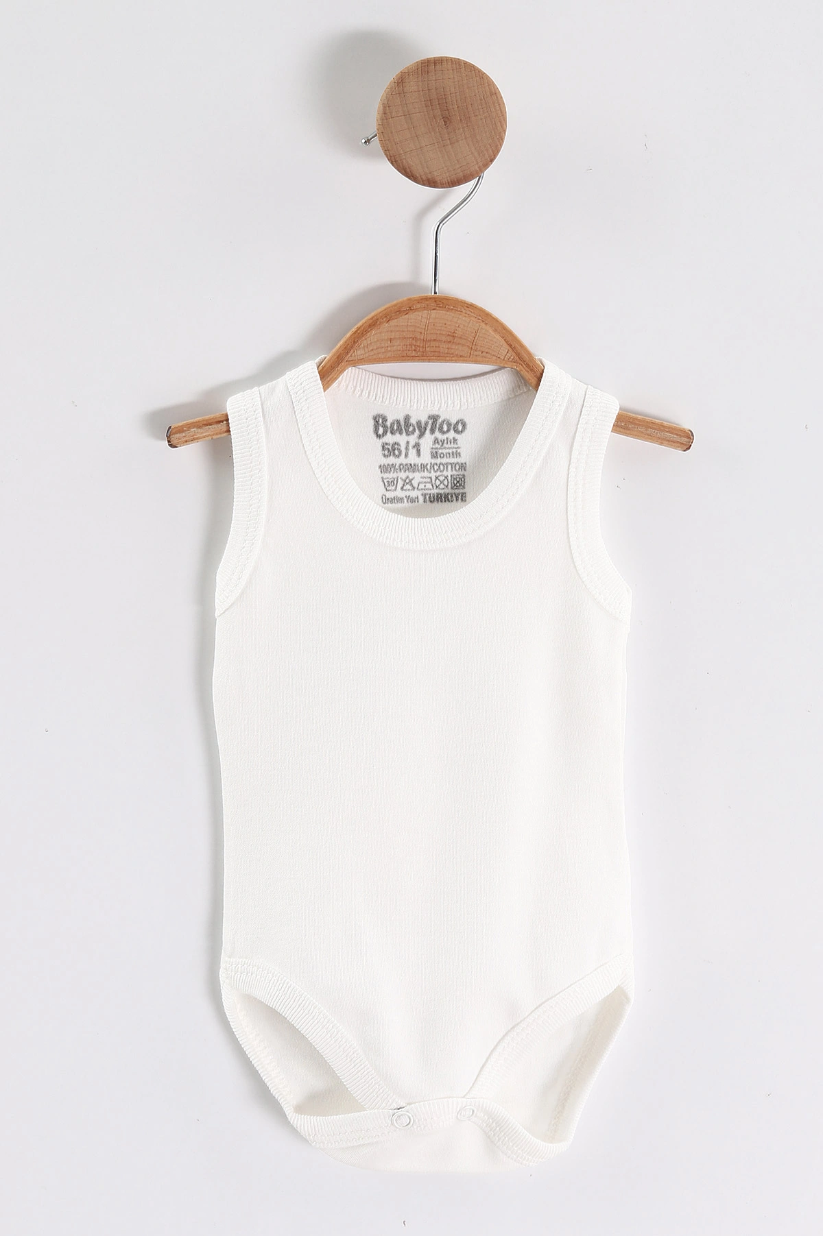 Ekru (1-9 Ay)Sıfır Kol Düz Bebek Çıtçıtlı Badi 458470