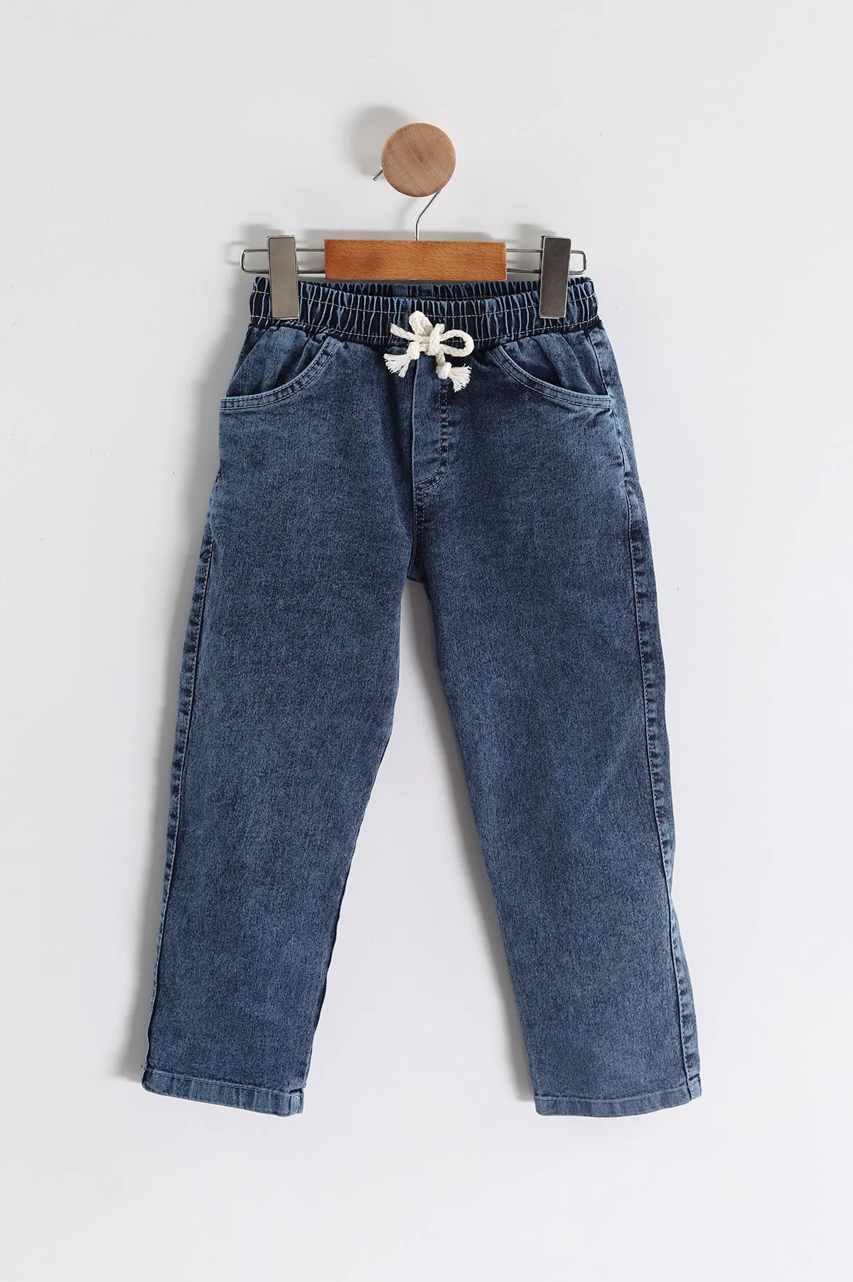 Ekru (1-9 Yaş ) Kot Detay Sweatli Kot Pantolonlu Kız Çocuk 2'li Takım 440114