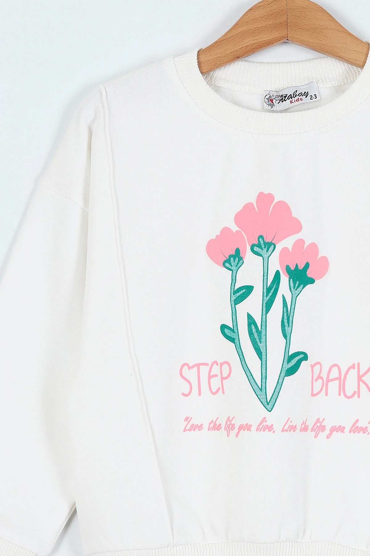 Ekru (2-6 Yaş)  Çicek Baskılı Kız Çocuk Sweatshirt 236268