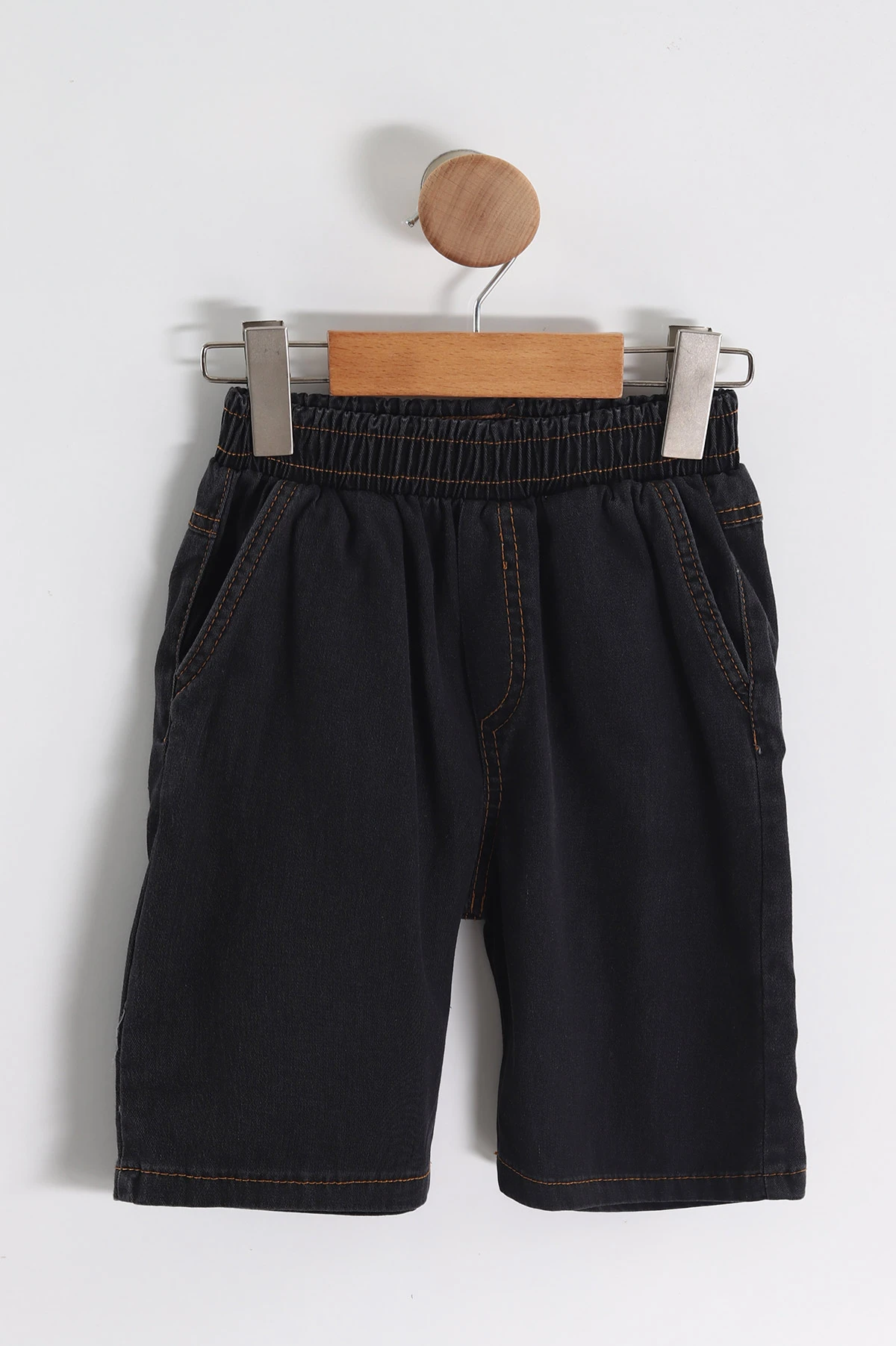Ekru (3-10 Yaş)Apaş Yaka Etnik Desen Gabardin Şortlu Erkek Çocuk Takım 459865