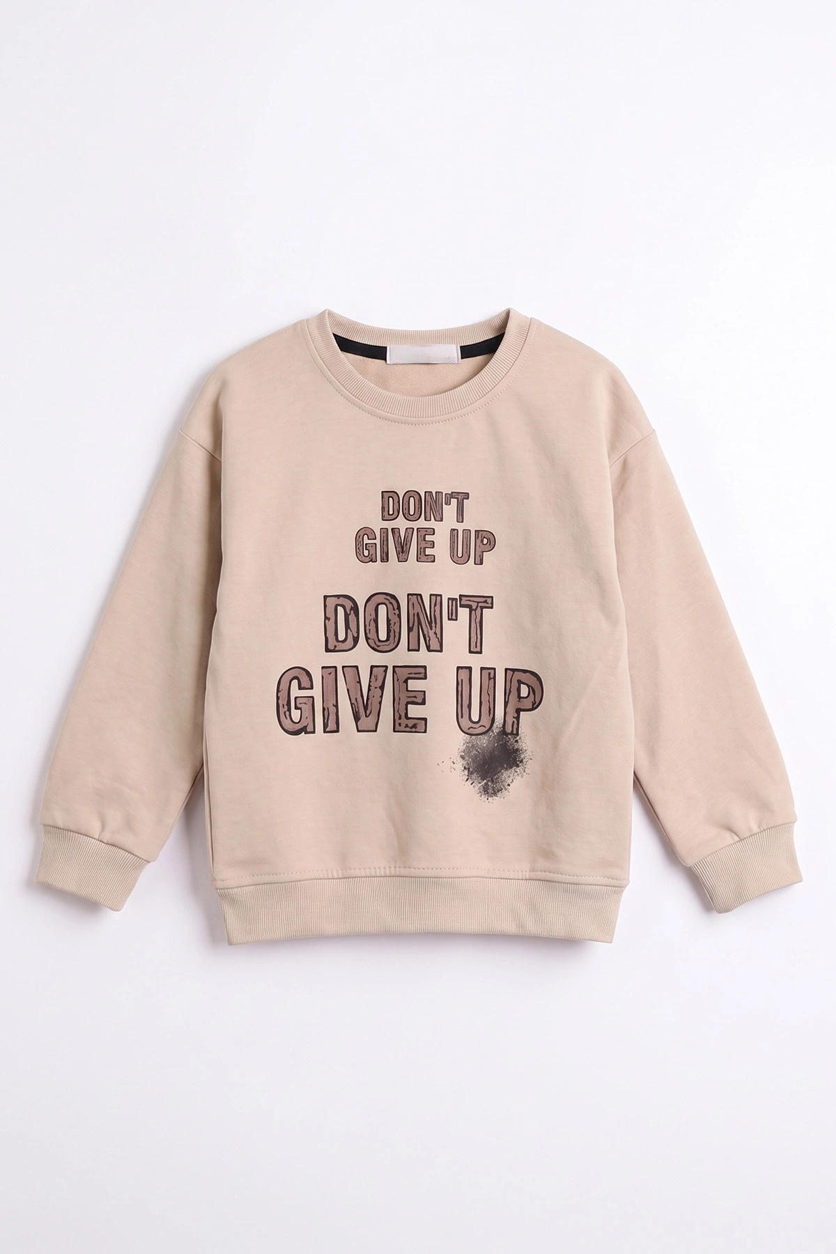 Ekru (3-12 Yaş) Dont Give Baskılı Erkek Çocuk Sweatshirt 479169