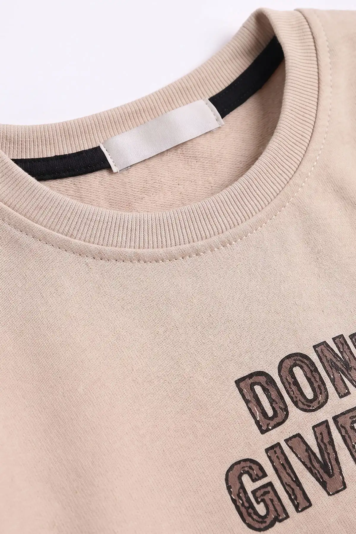 Ekru (3-12 Yaş) Dont Give Baskılı Erkek Çocuk Sweatshirt 479169