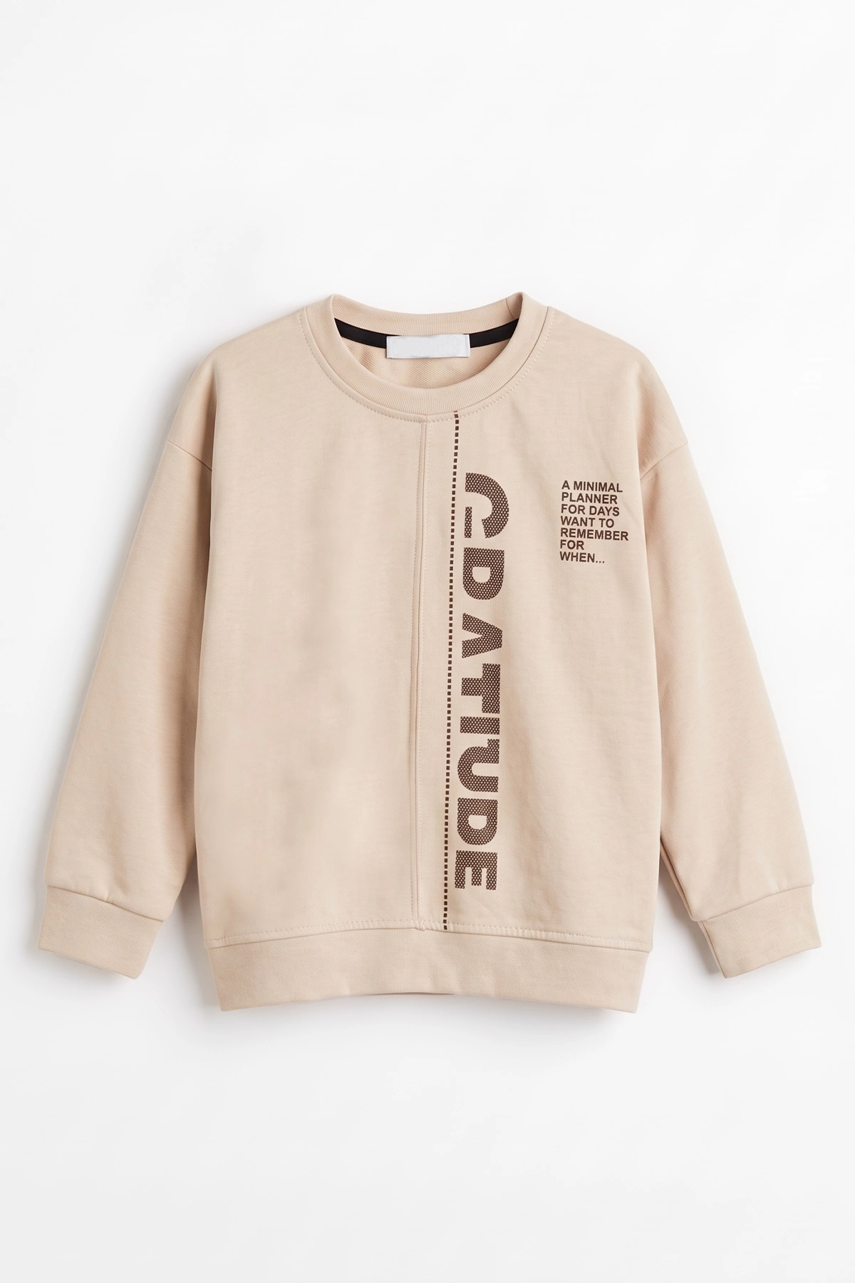 Ekru (3-12 Yaş) Yazı Baskılı Erkek Çocuk Sweatshirt 478992