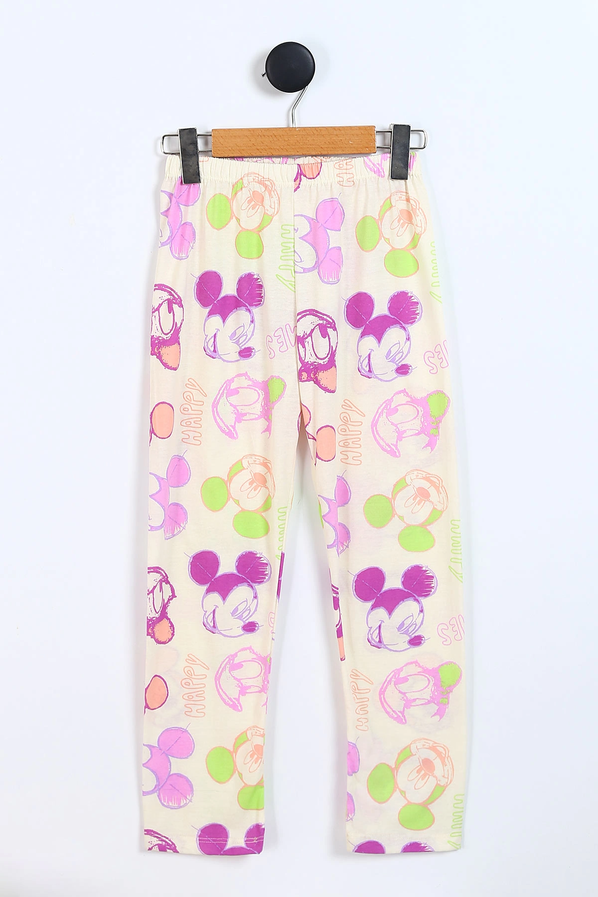 Ekru (3-8 Yaş) Happy Times Baskılı Ön Düğmeli Kız Çocuk Pijama Takım 337886