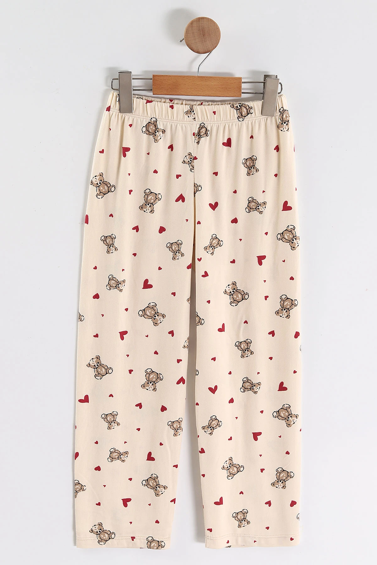 Ekru (4-16 Yaş)Ayıcık Desenli Kız Çocuk Pijama Takım 466319