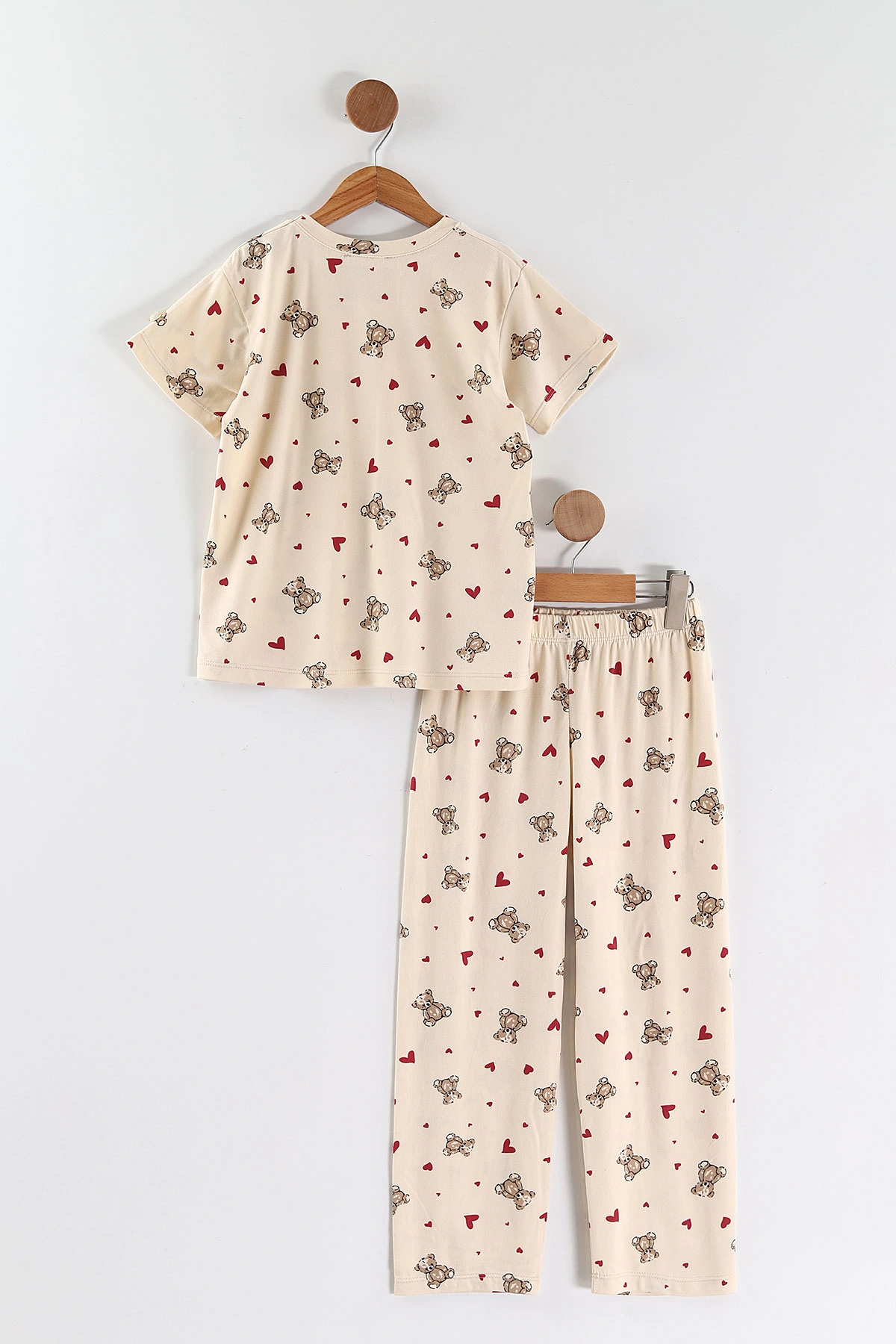 Ekru (4-16 Yaş)Ayıcık Desenli Kız Çocuk Pijama Takım 466319