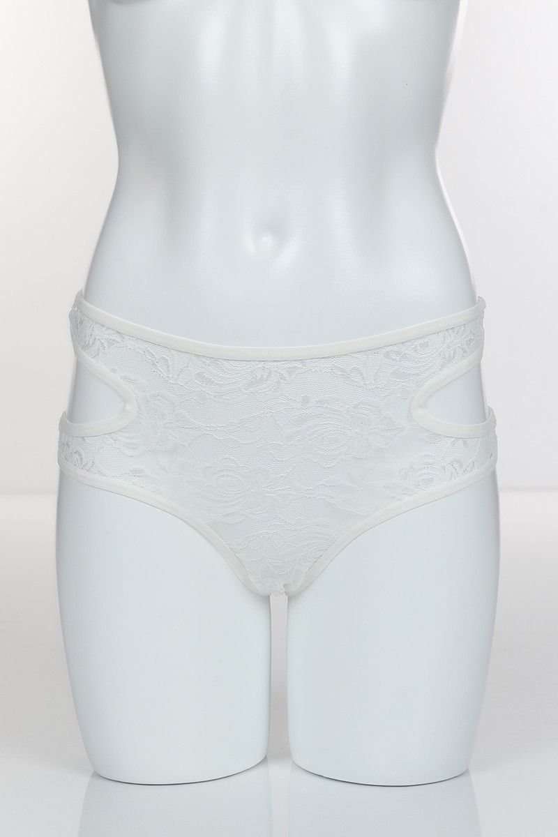 Ekru 4145 Bikini Komple Lez Dantel Yanları Kavisli Külot 101825