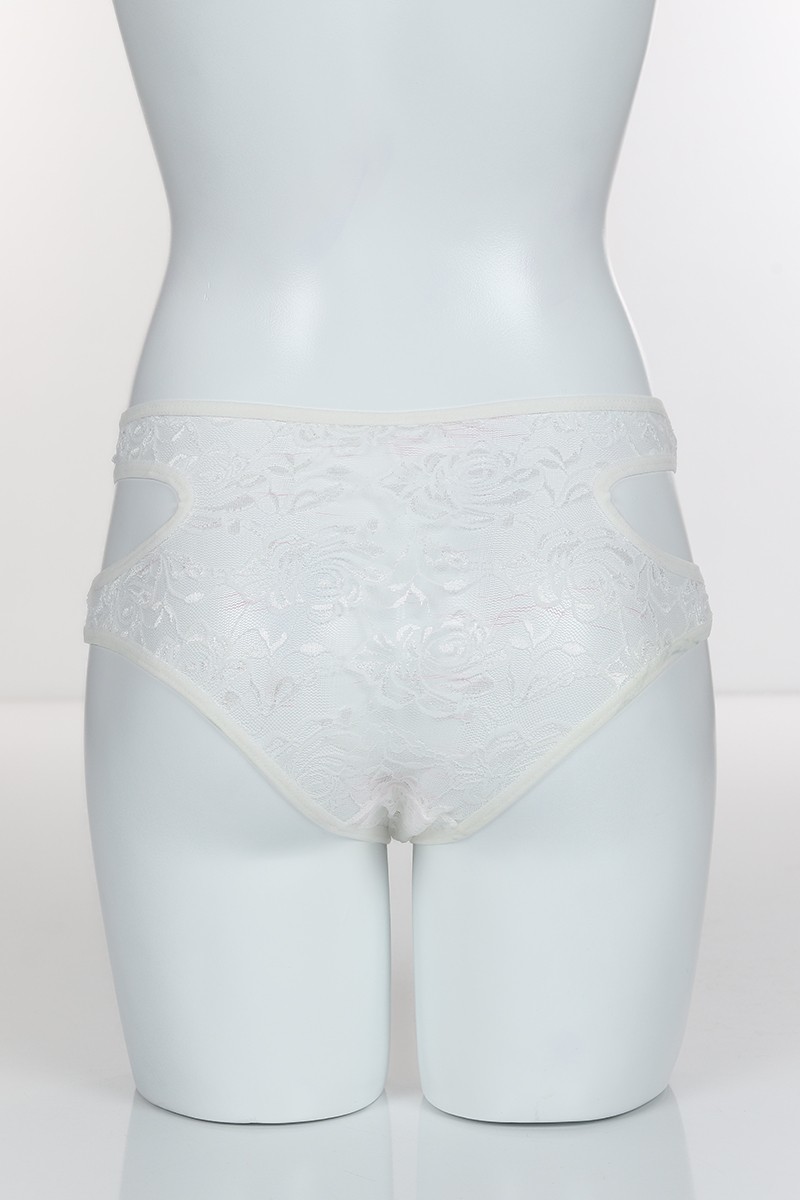 Ekru 4145 Bikini Komple Lez Dantel Yanları Kavisli Külot 101825