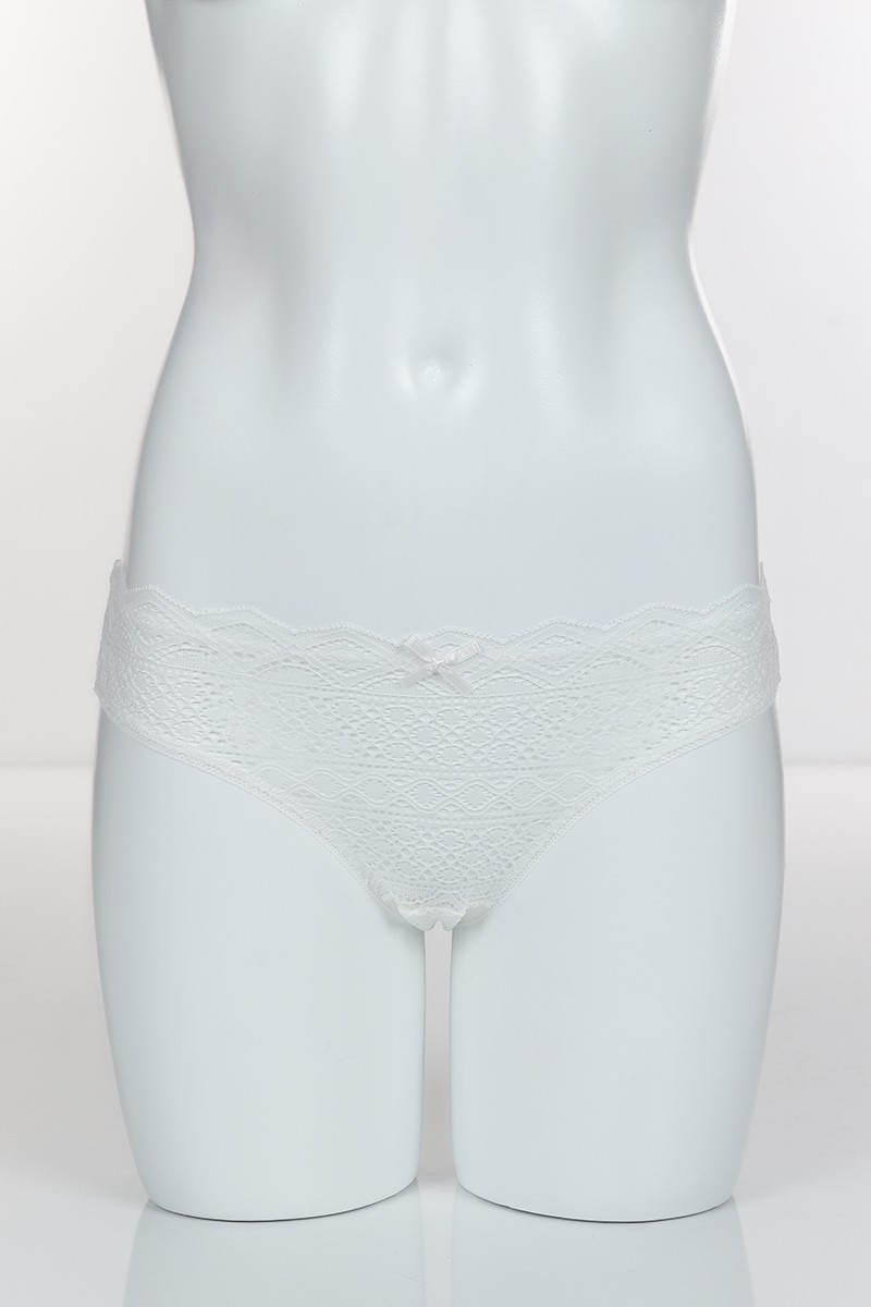 Ekru 4280 Bikini Ön Kareli Bant Arka Pamuk Külot 101761