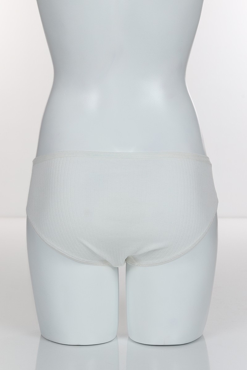 Ekru 4347 Bikini Ön Bel Şerit Bant Alt ve Arka Ribana Pamuk Külot 102296