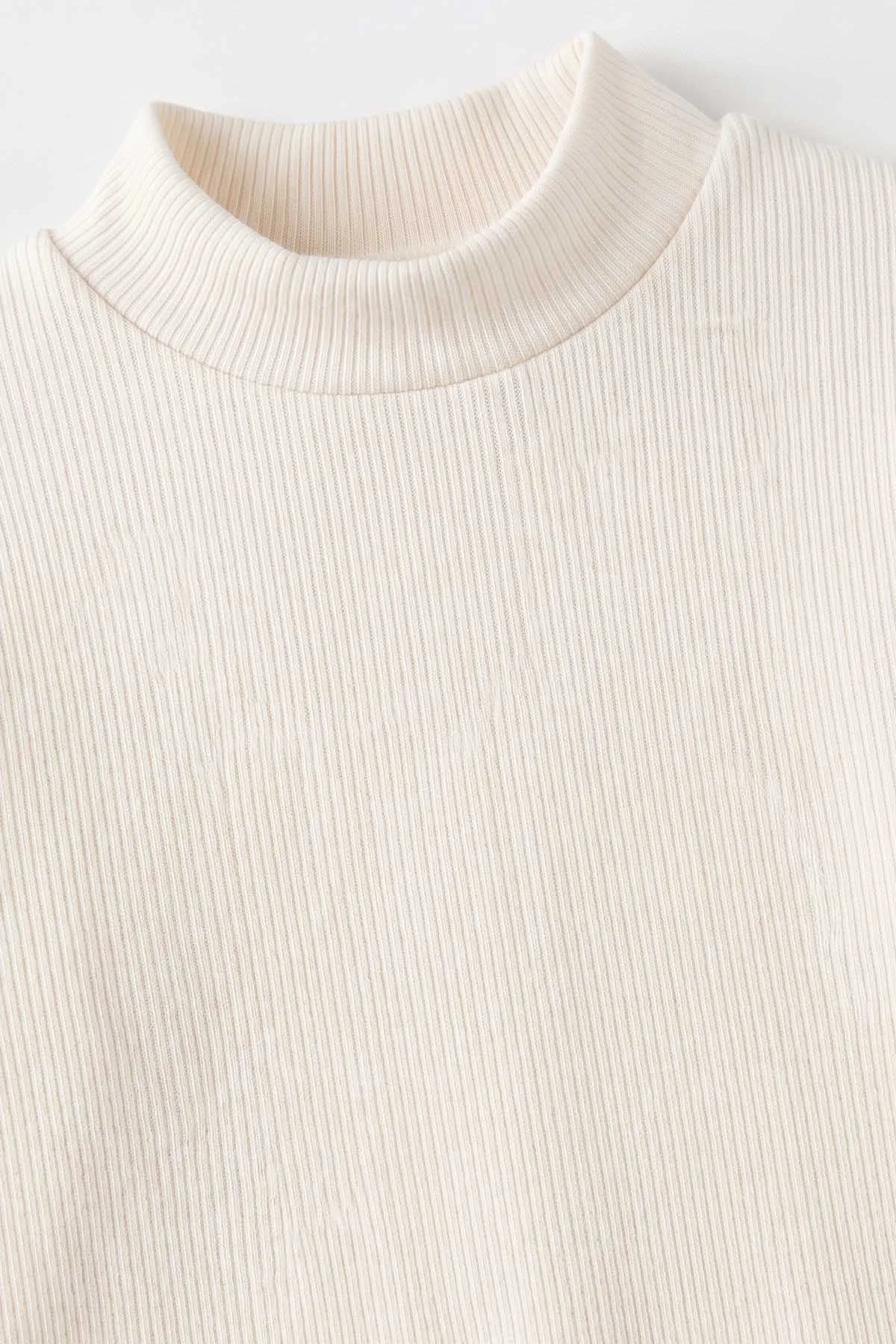 Ekru (5-12 Yaş) Yarım Balıkçı Yaka Kaşkorse Kız Çocuk Body Sweatshirt 493051