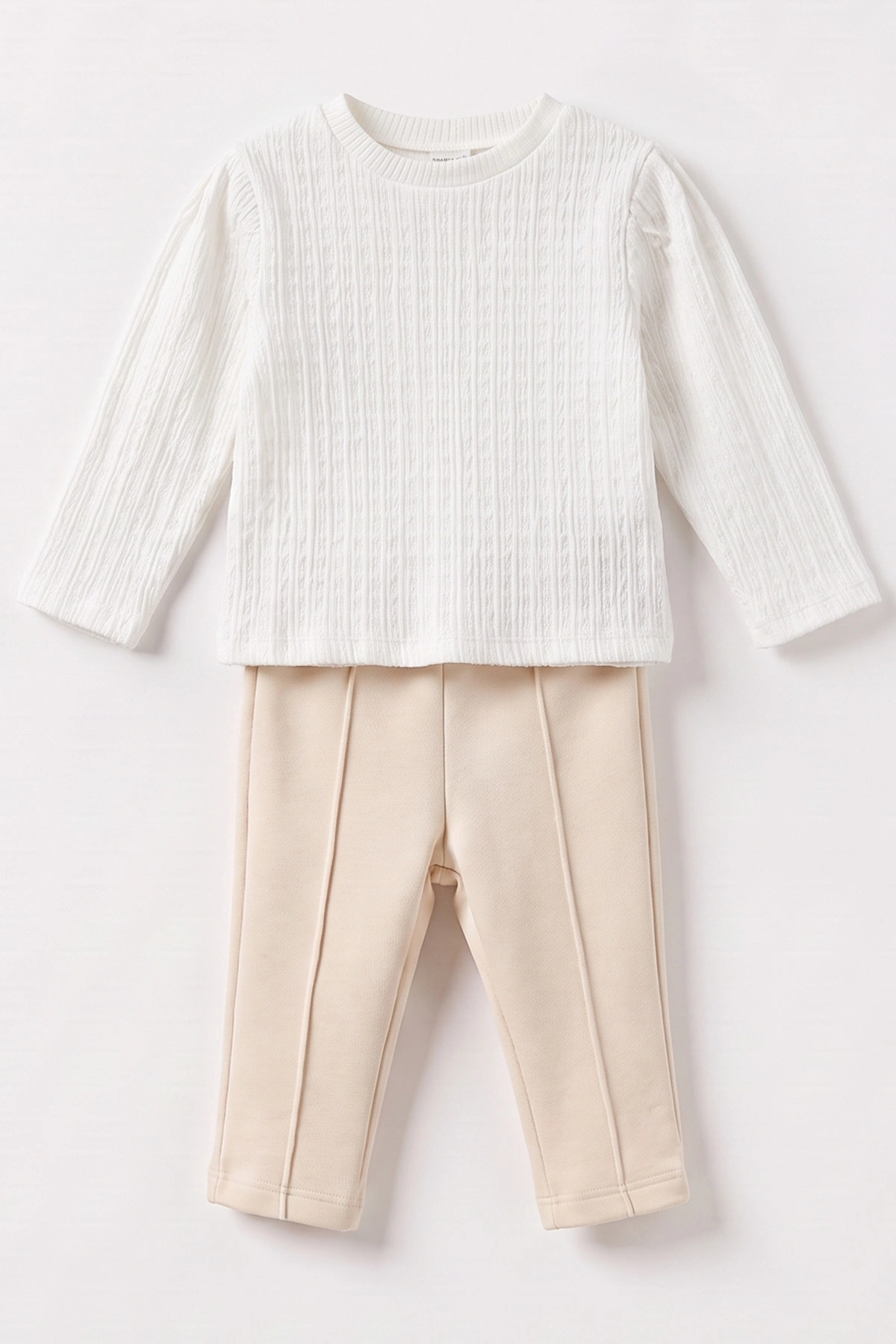 Ekru (6-24 Ay) İçi Peluş Montlu Kız Bebek 3'lü Takım 482585