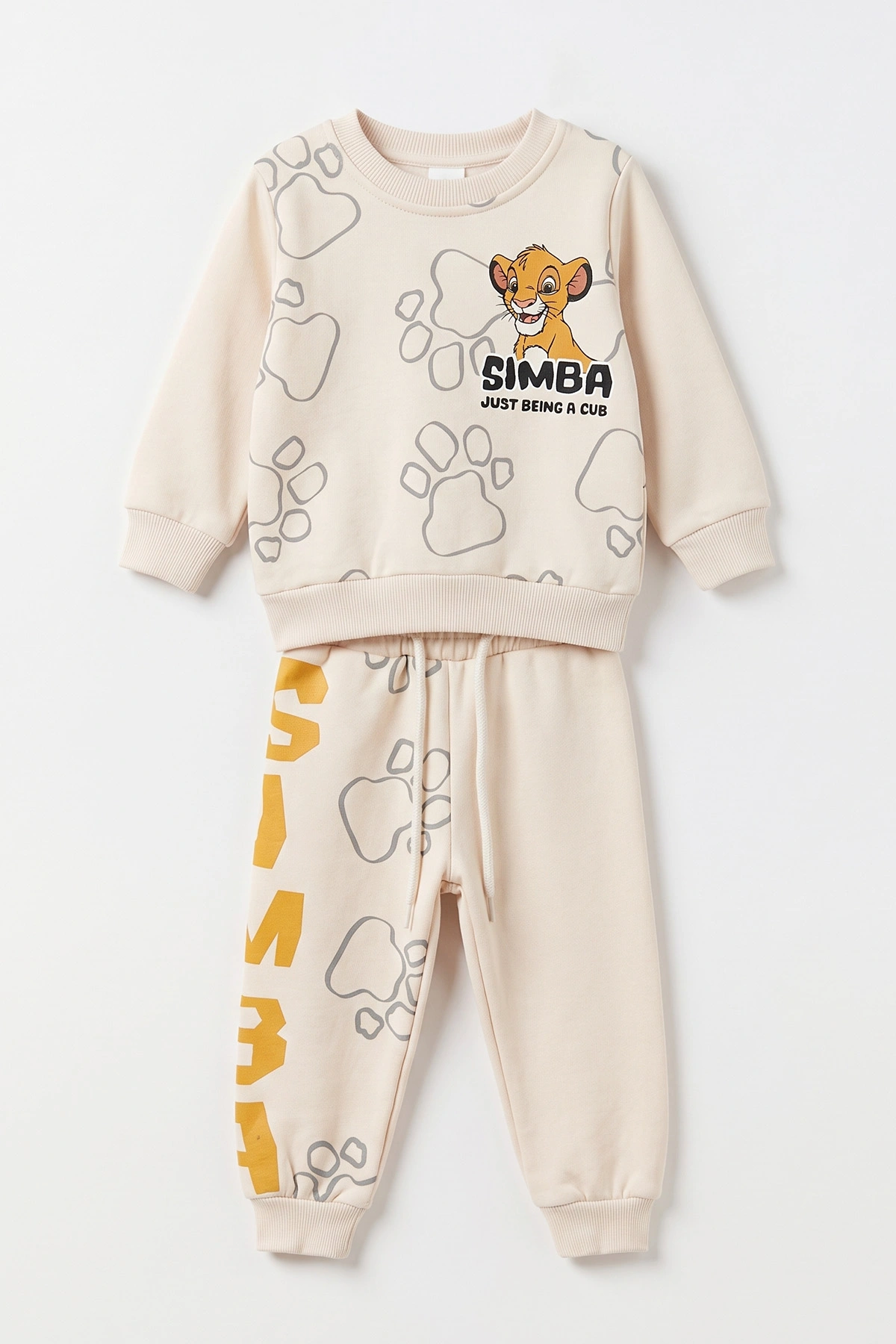 Ekru (6-24 Ay) Simba Baskılı 3 İp Şardonlu Erkek Bebek Kışlık Takım 497382