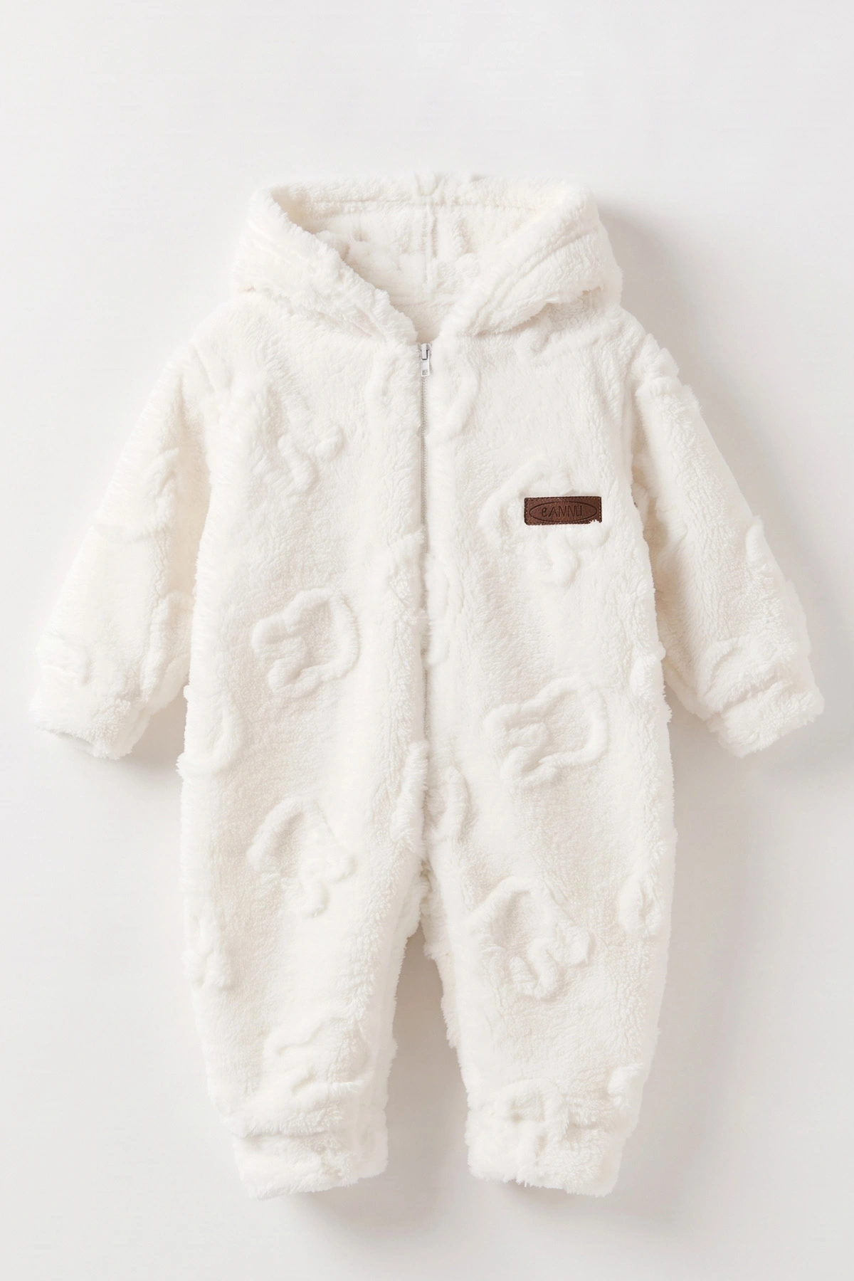 Ekru (6-9 Ay) Tavşan Kabartmalı Yumoş Peluş Bebek Tulum 495629